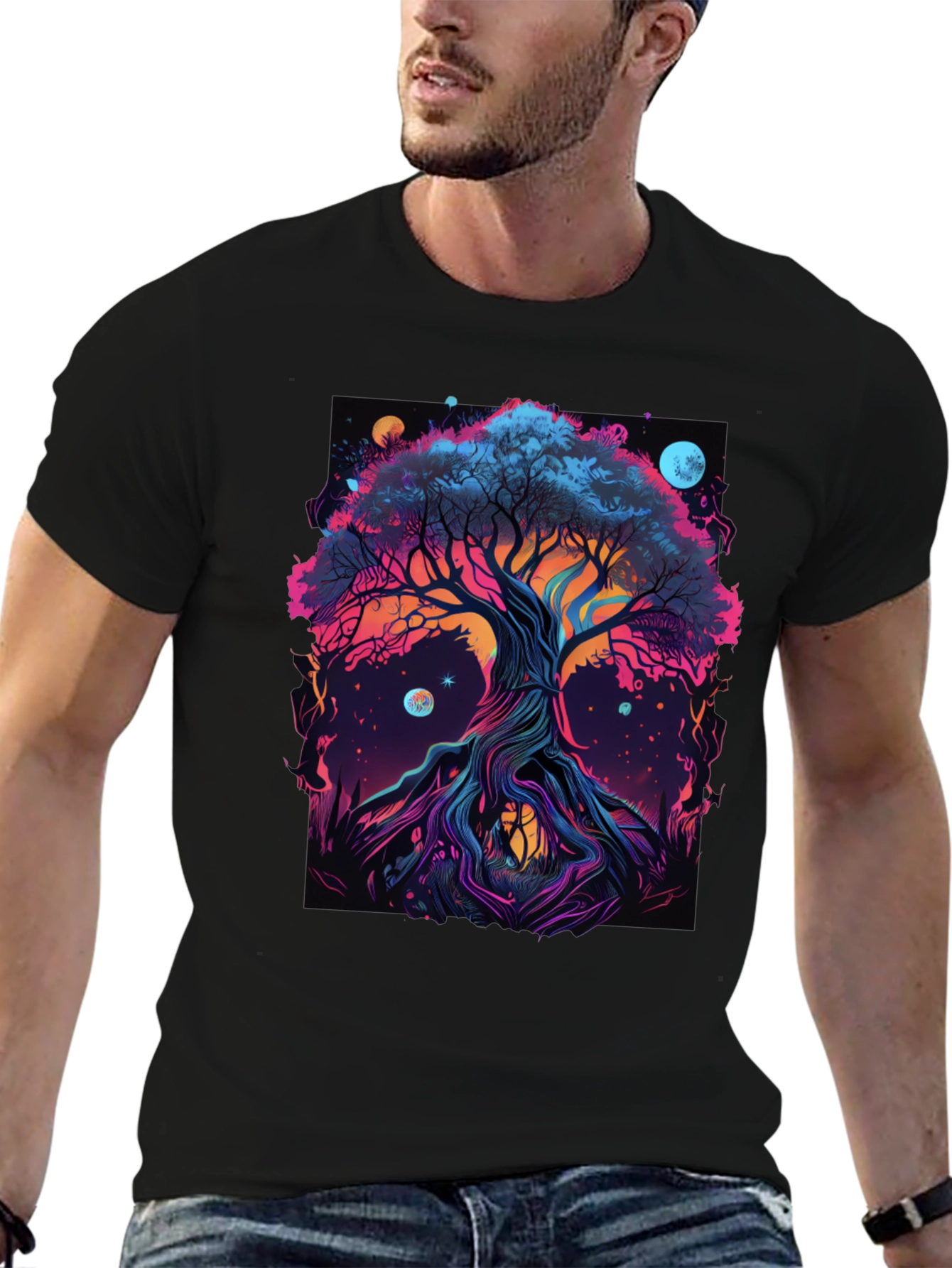 Cosmic Tree Graphic Tee - Black