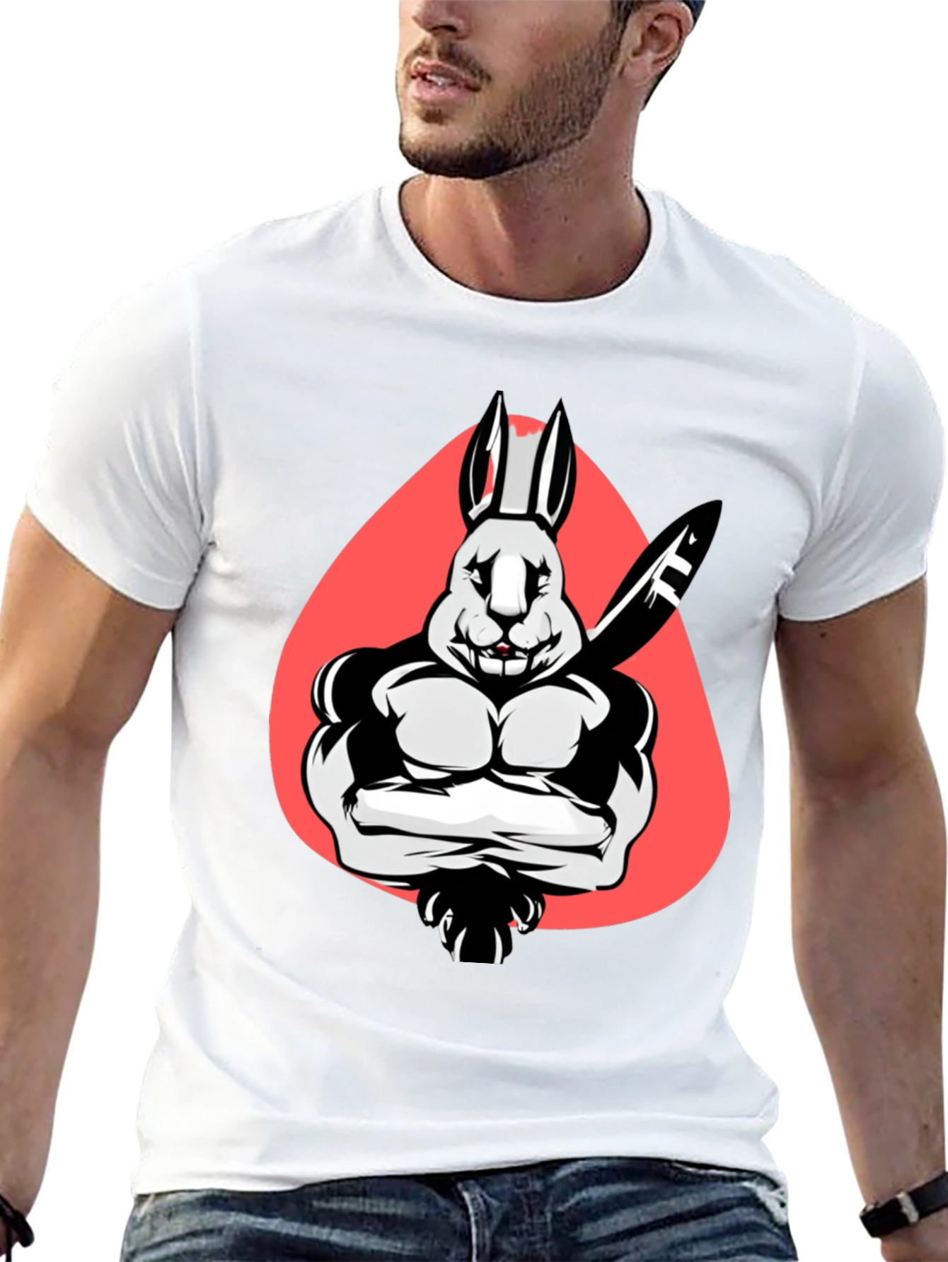 Muscle Rabbit T-Shirt - Black Graphic Tee