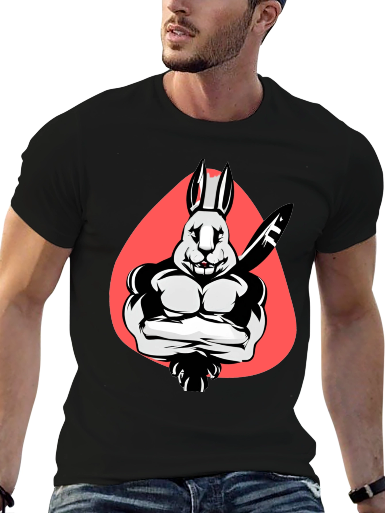 Muscle Rabbit T-Shirt - Black Graphic Tee