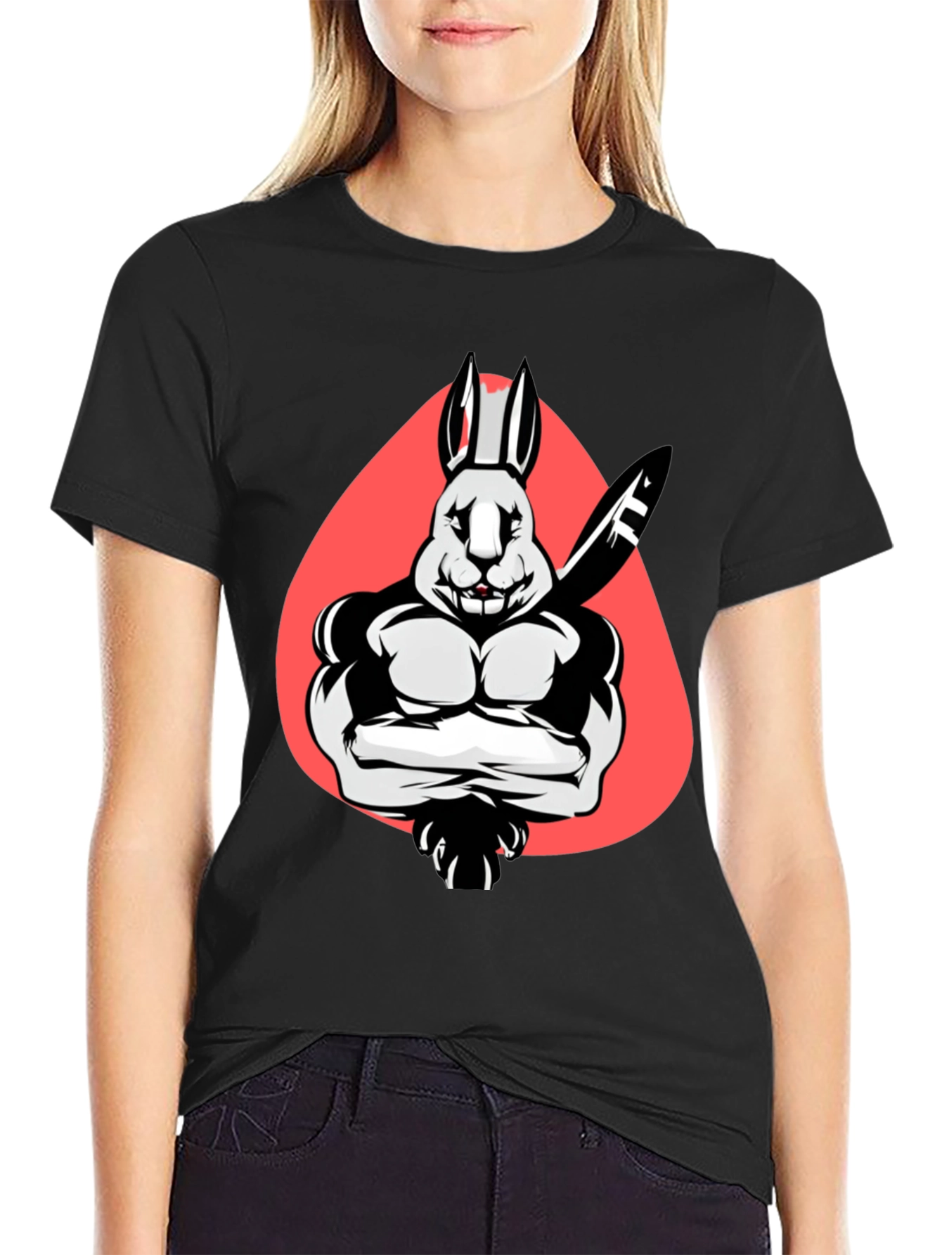 Muscle Rabbit T-Shirt - Black Graphic Tee