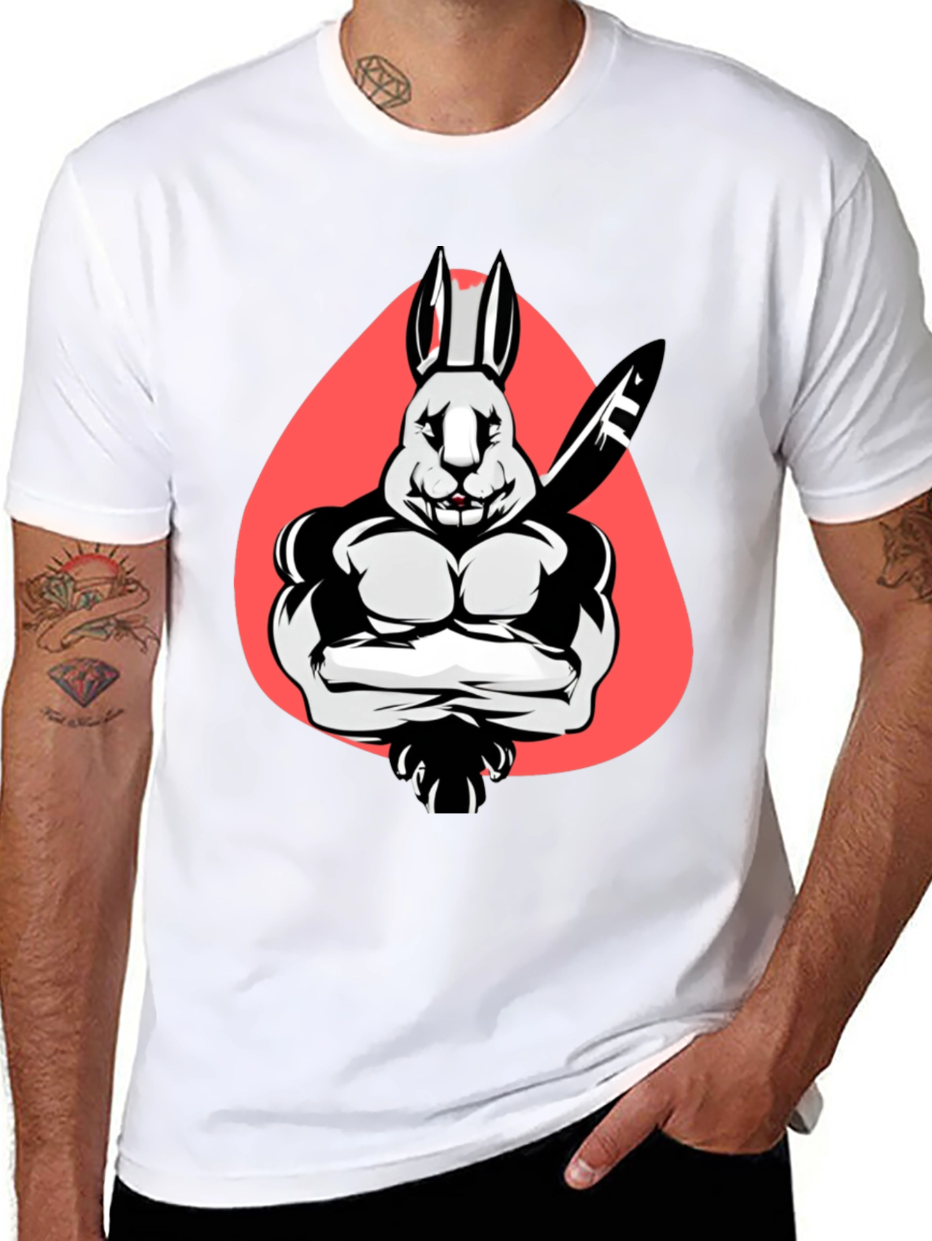 Muscle Rabbit T-Shirt - Black Graphic Tee