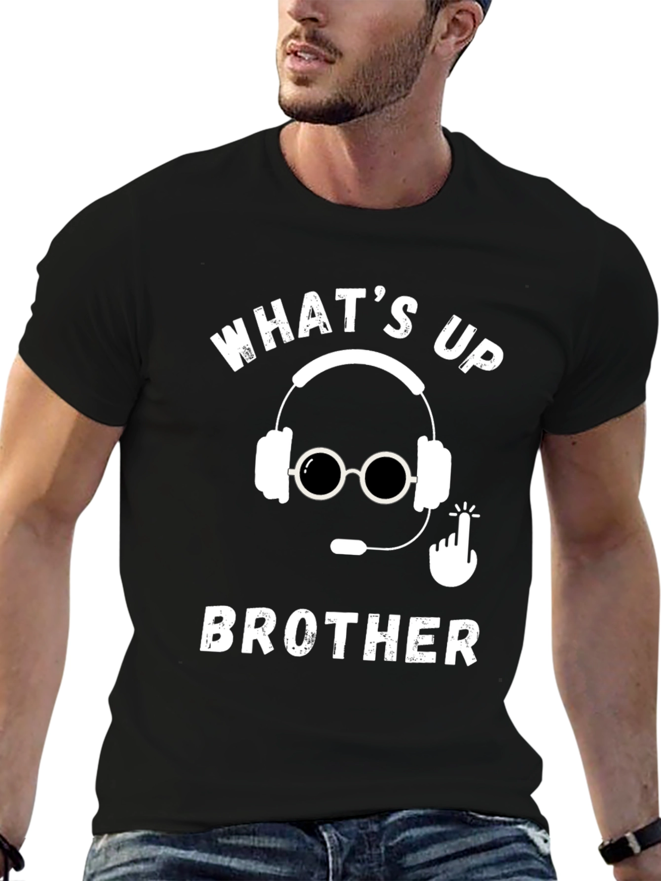 Whats Up Brother Gamer Black Tee