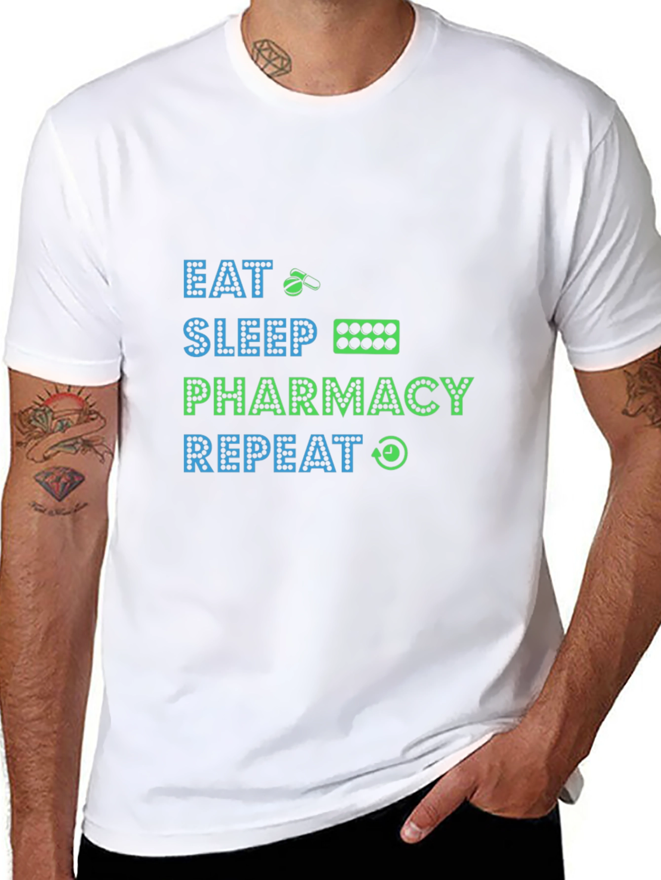 Eat Sleep Pharmacy Repeat Graphic T-Shirt
