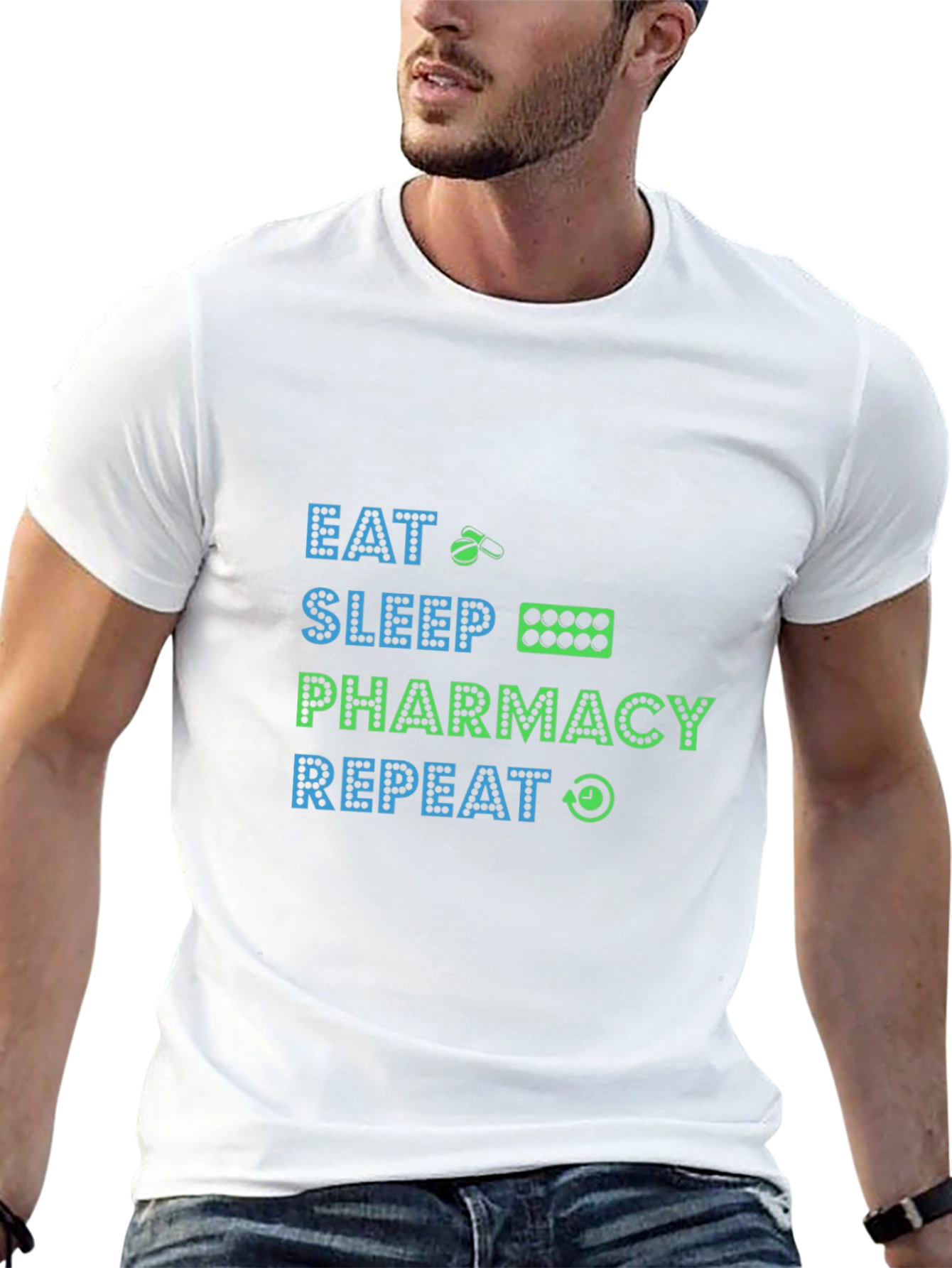 Eat Sleep Pharmacy Repeat Graphic T-Shirt