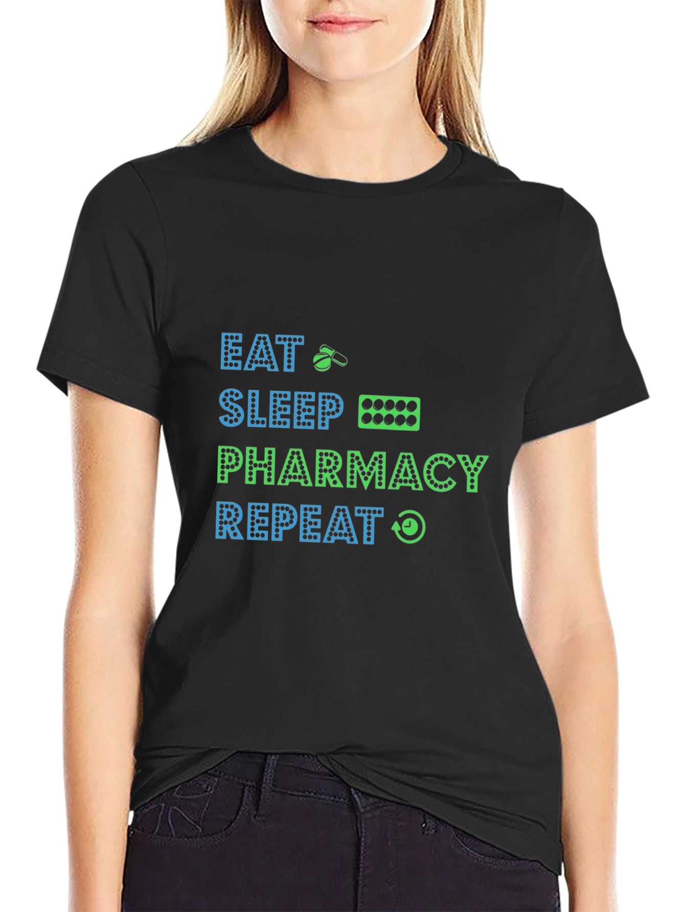 Eat Sleep Pharmacy Repeat Graphic T-Shirt