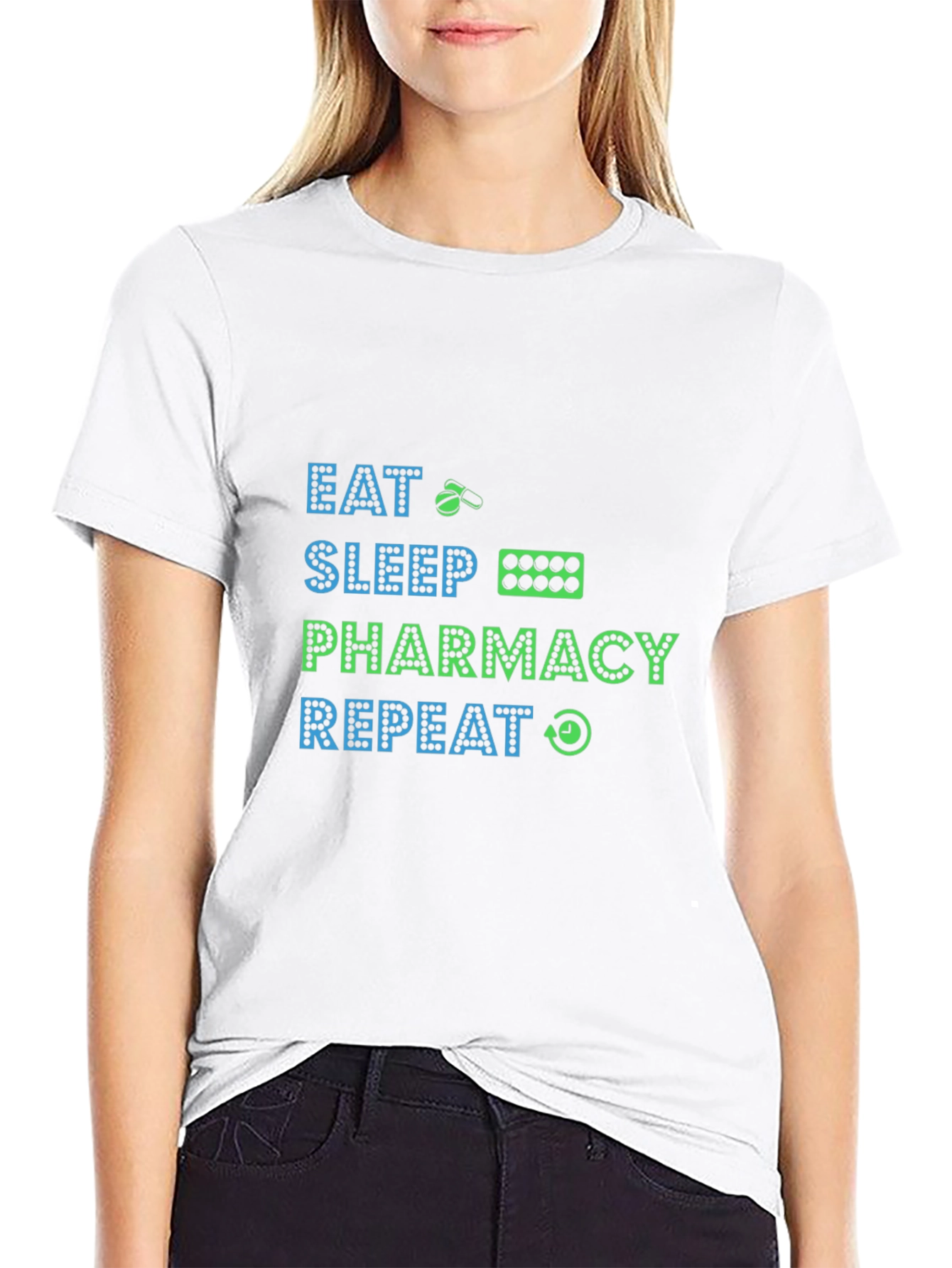 Eat Sleep Pharmacy Repeat Graphic T-Shirt