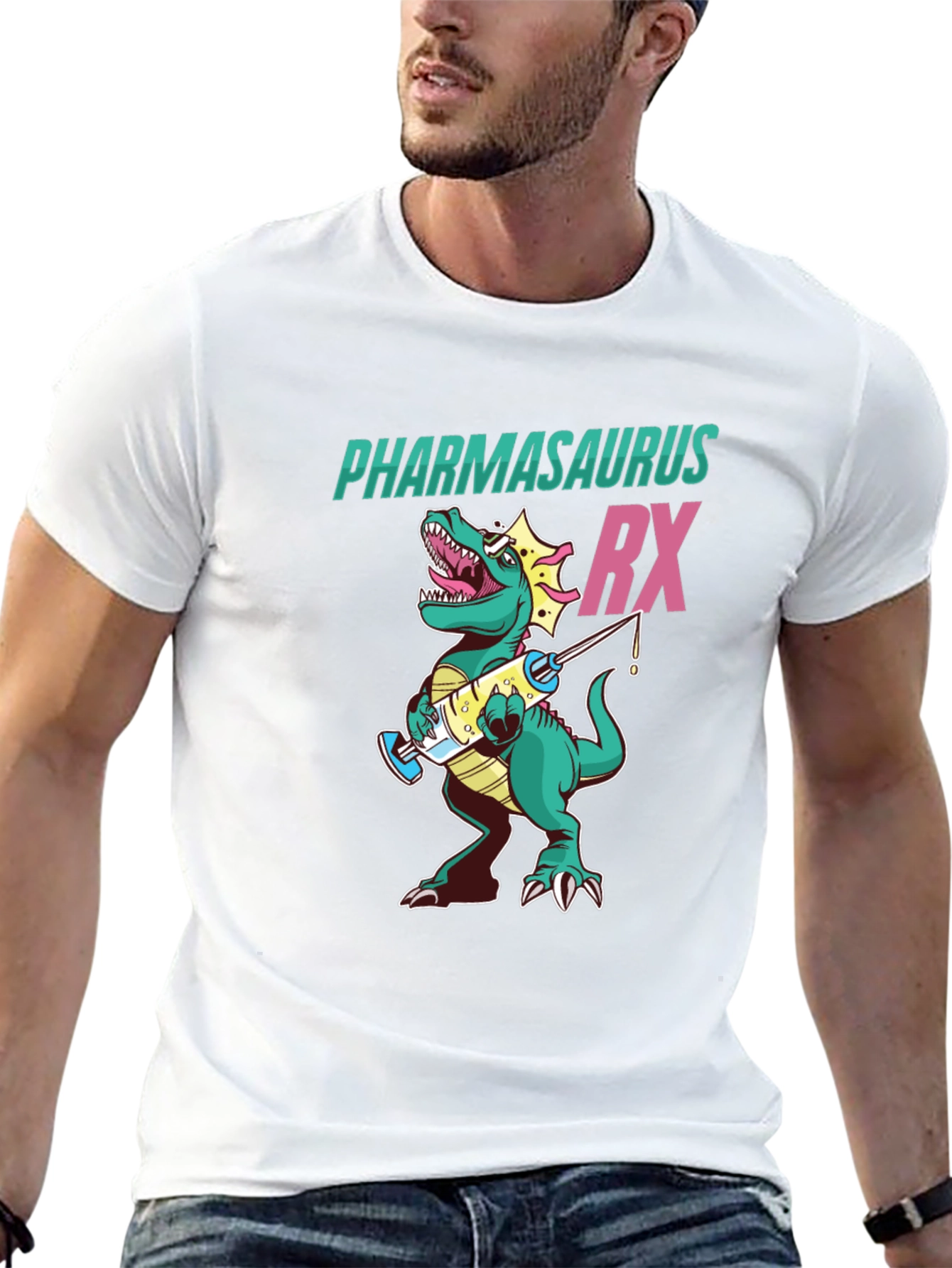 Pharmasaurus Rx T-Shirt - Funny Pharmacy Dinosaur Tee