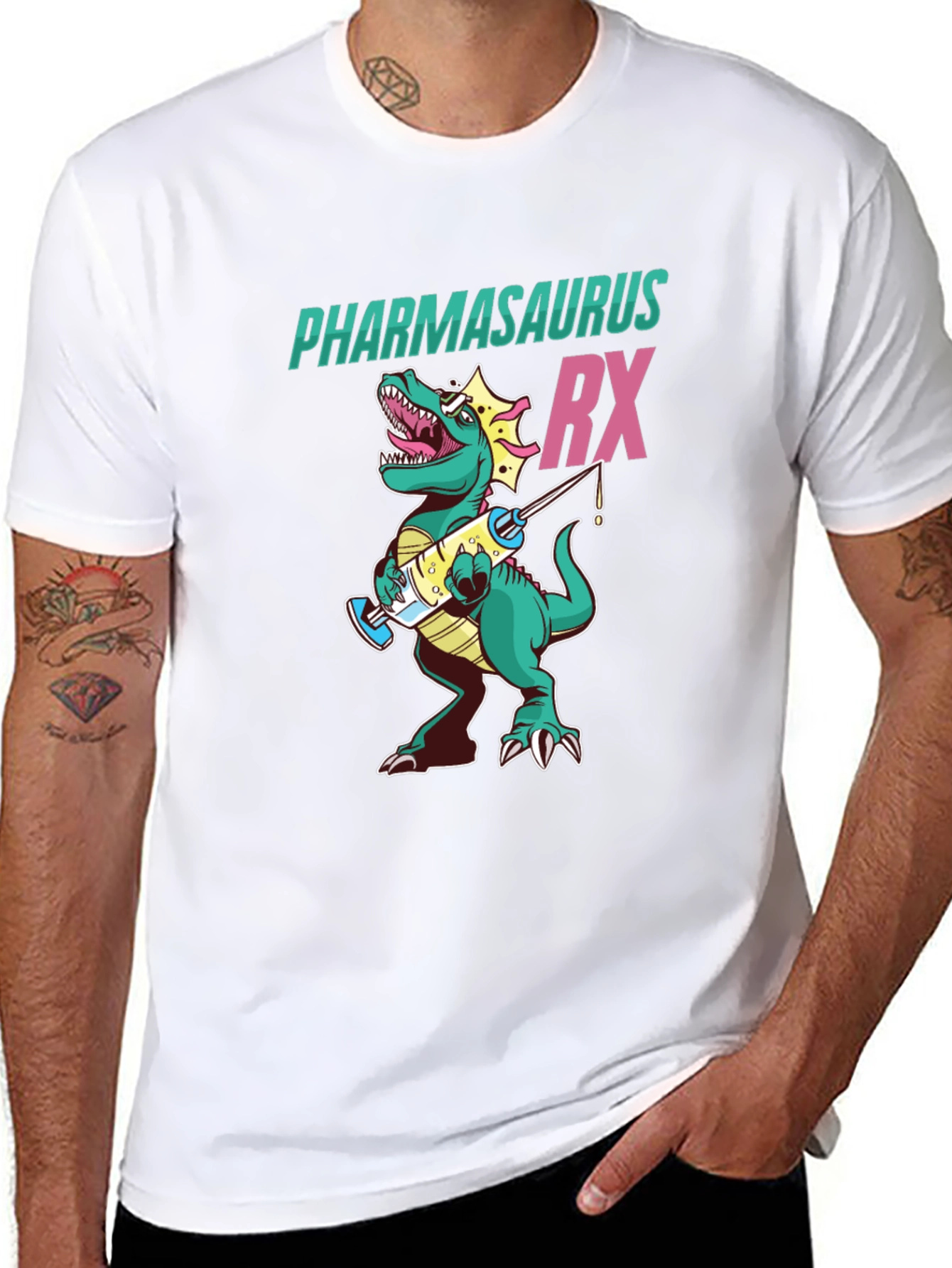 Pharmasaurus Rx T-Shirt - Funny Pharmacy Dinosaur Tee