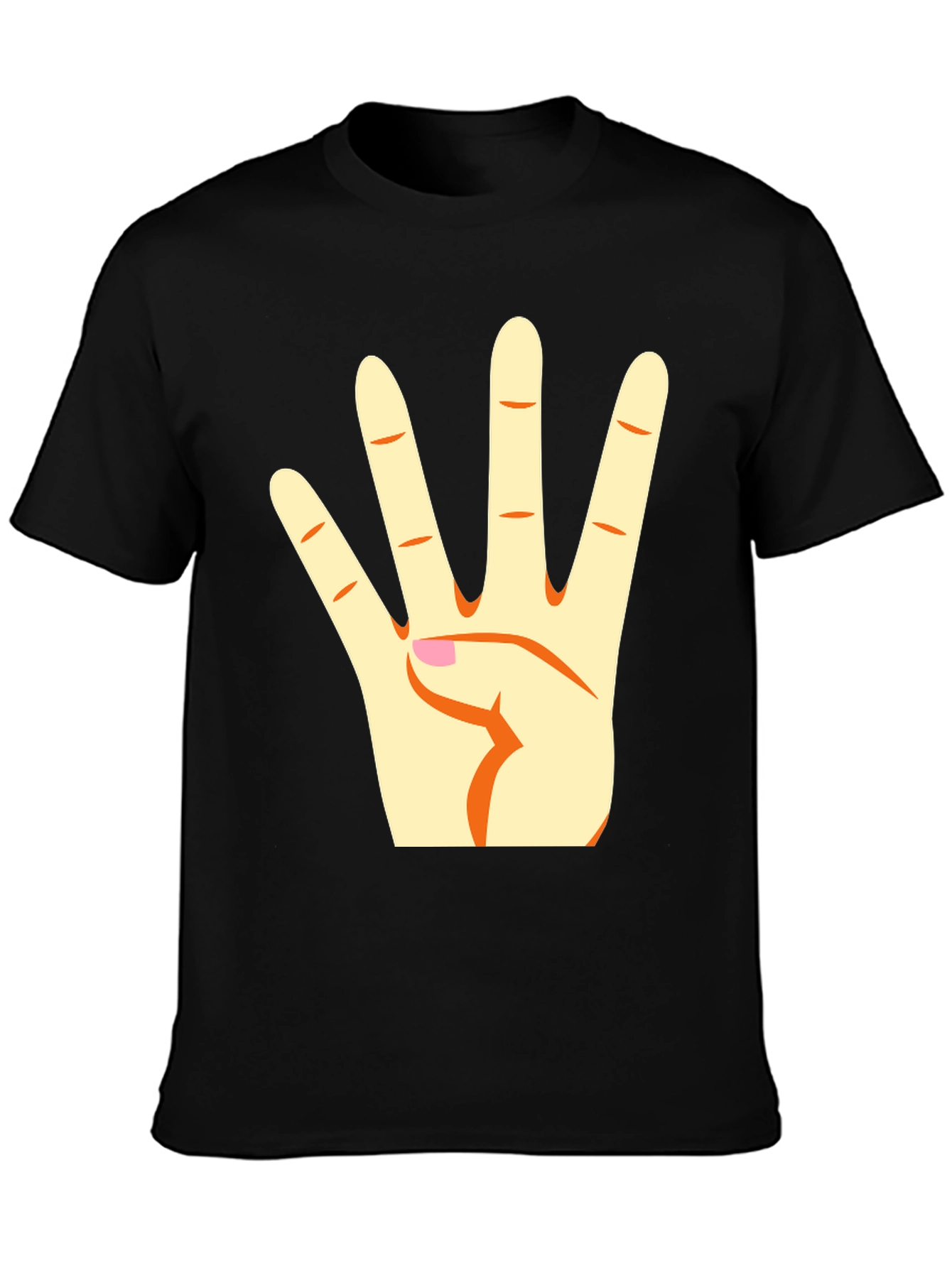Black T-Shirt with Hand Gesture Graphic