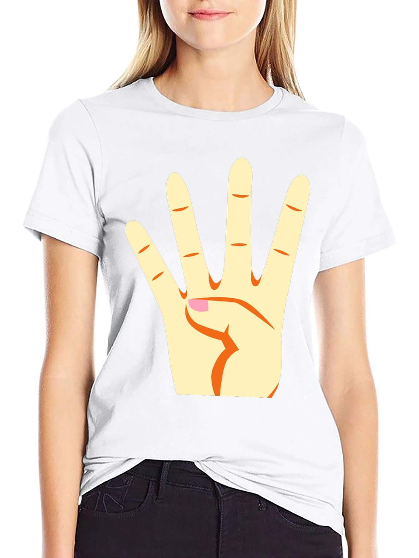 Black T-Shirt with Hand Gesture Graphic