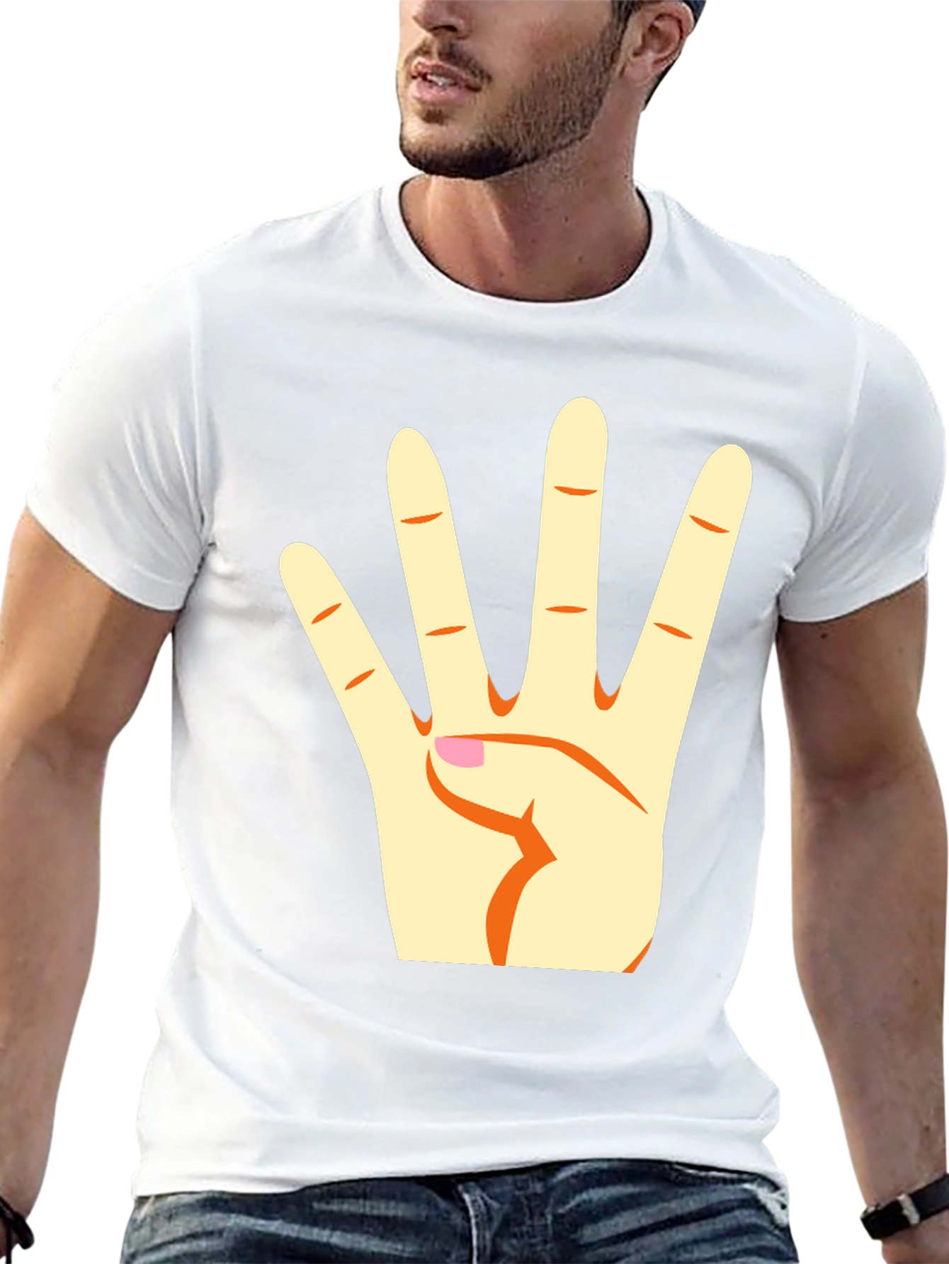 Black T-Shirt with Hand Gesture Graphic