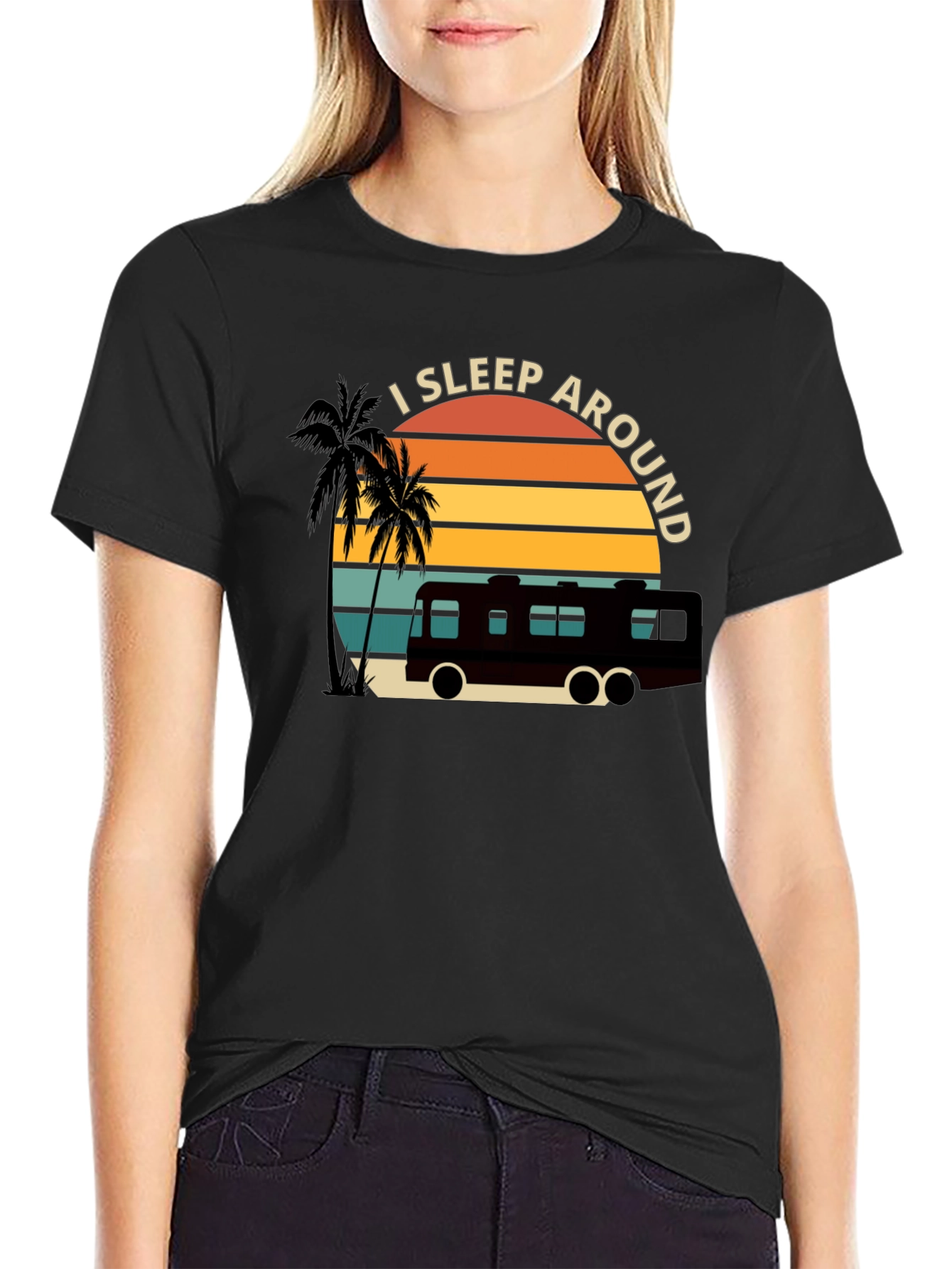 I Sleep Around RV T-Shirt - Black