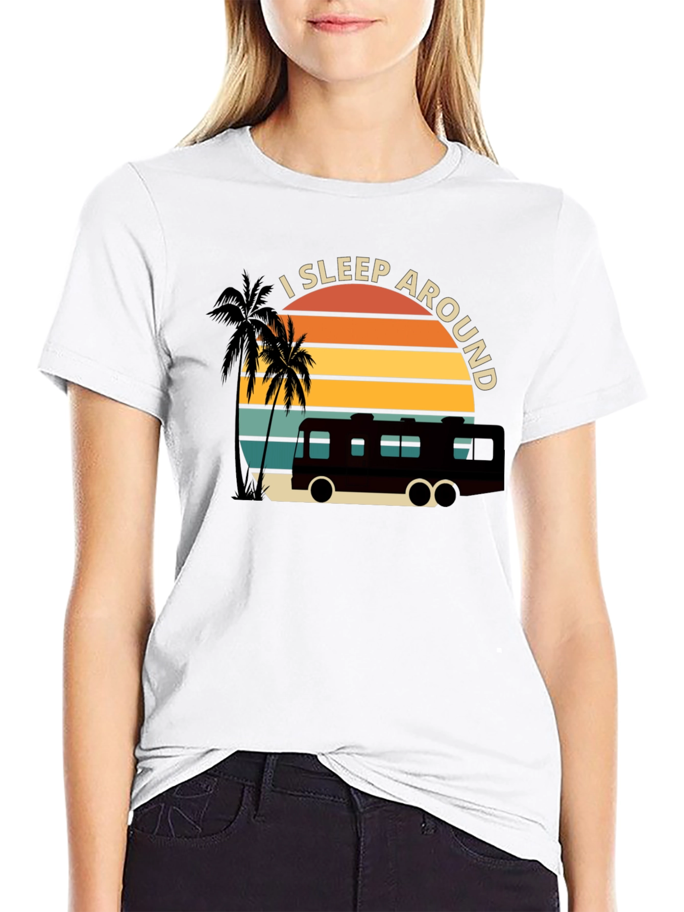 I Sleep Around RV T-Shirt - Black