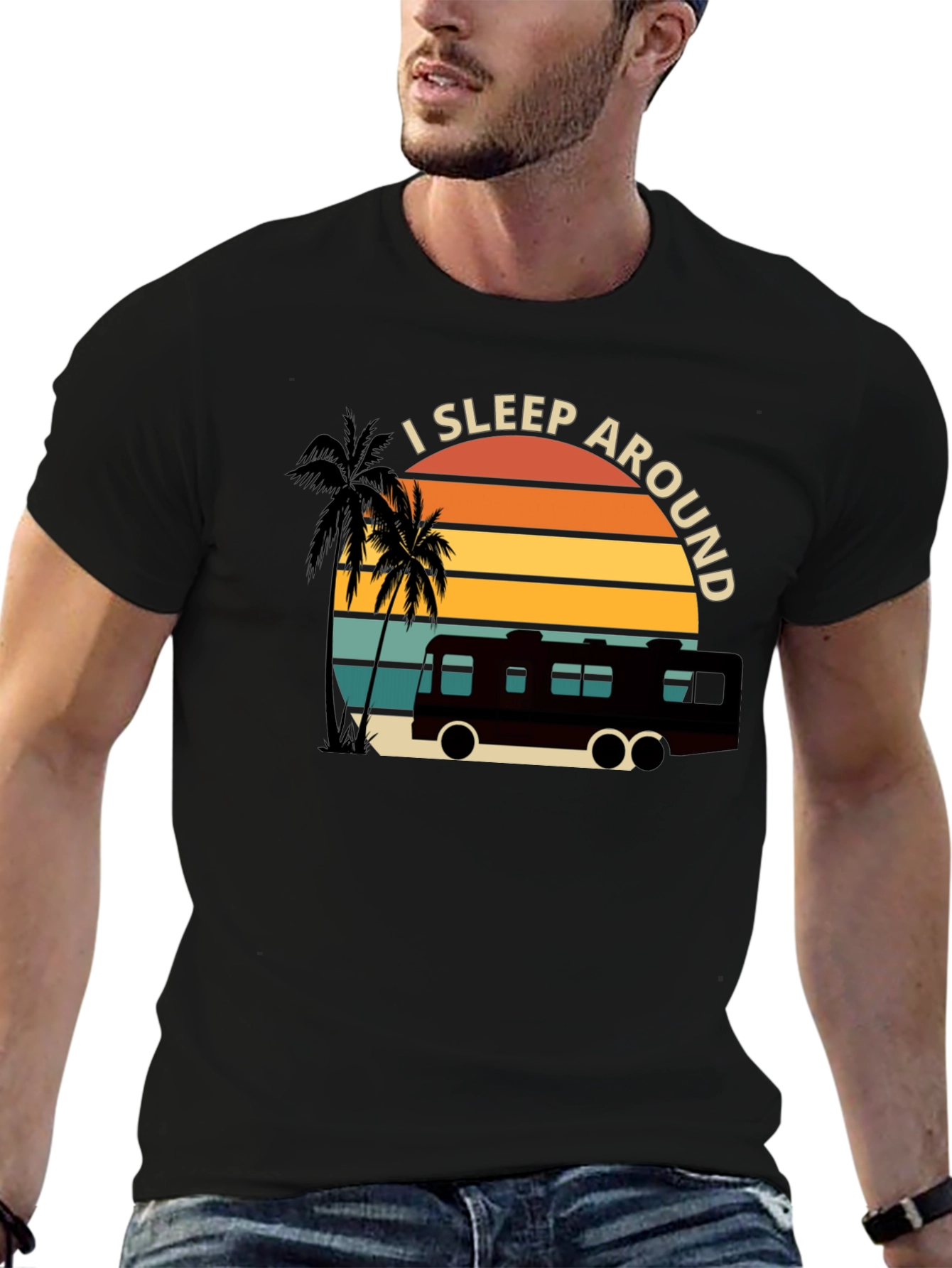 I Sleep Around RV T-Shirt - Black