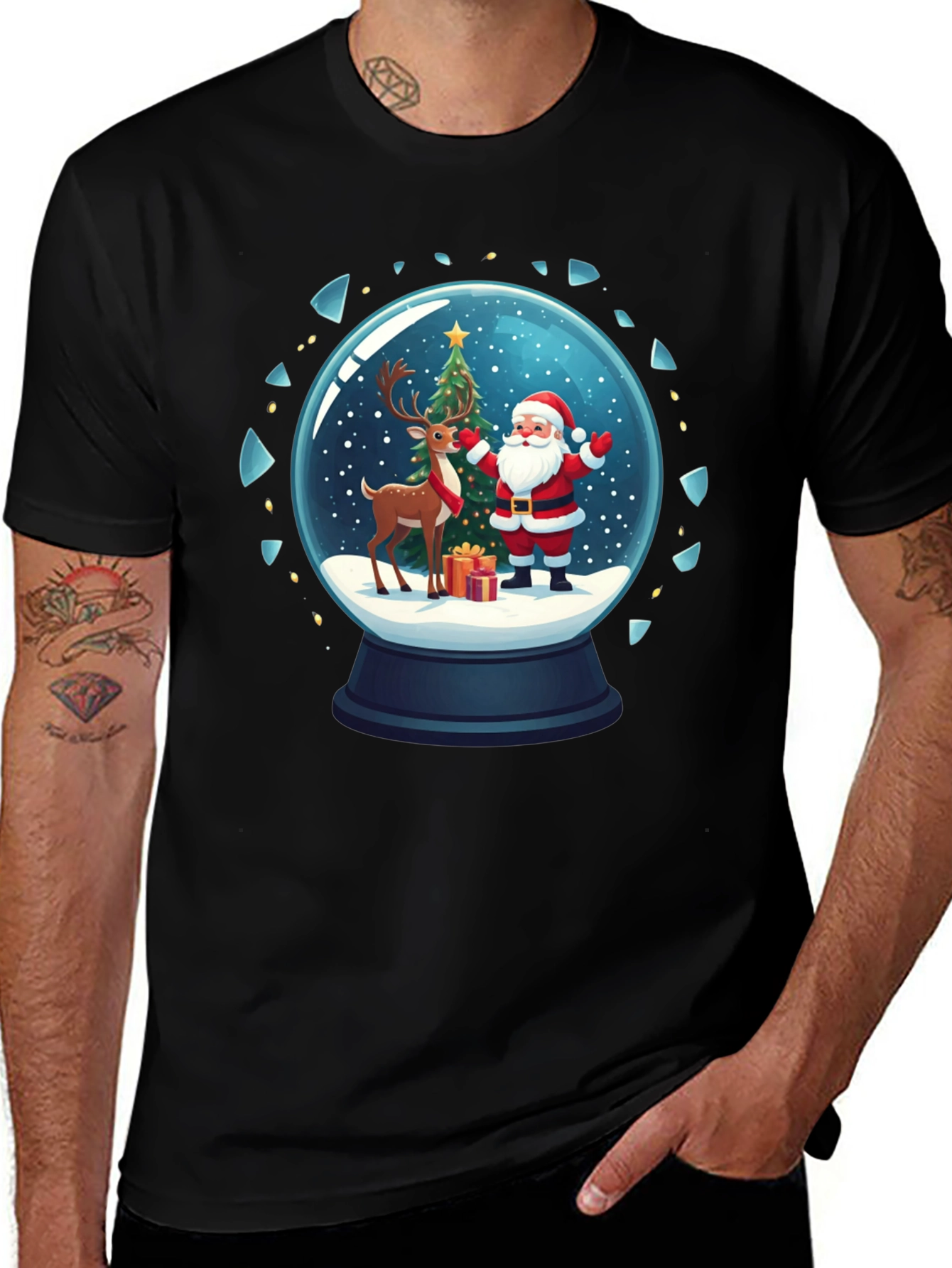 Festive Snow Globe Santa Graphic Tee