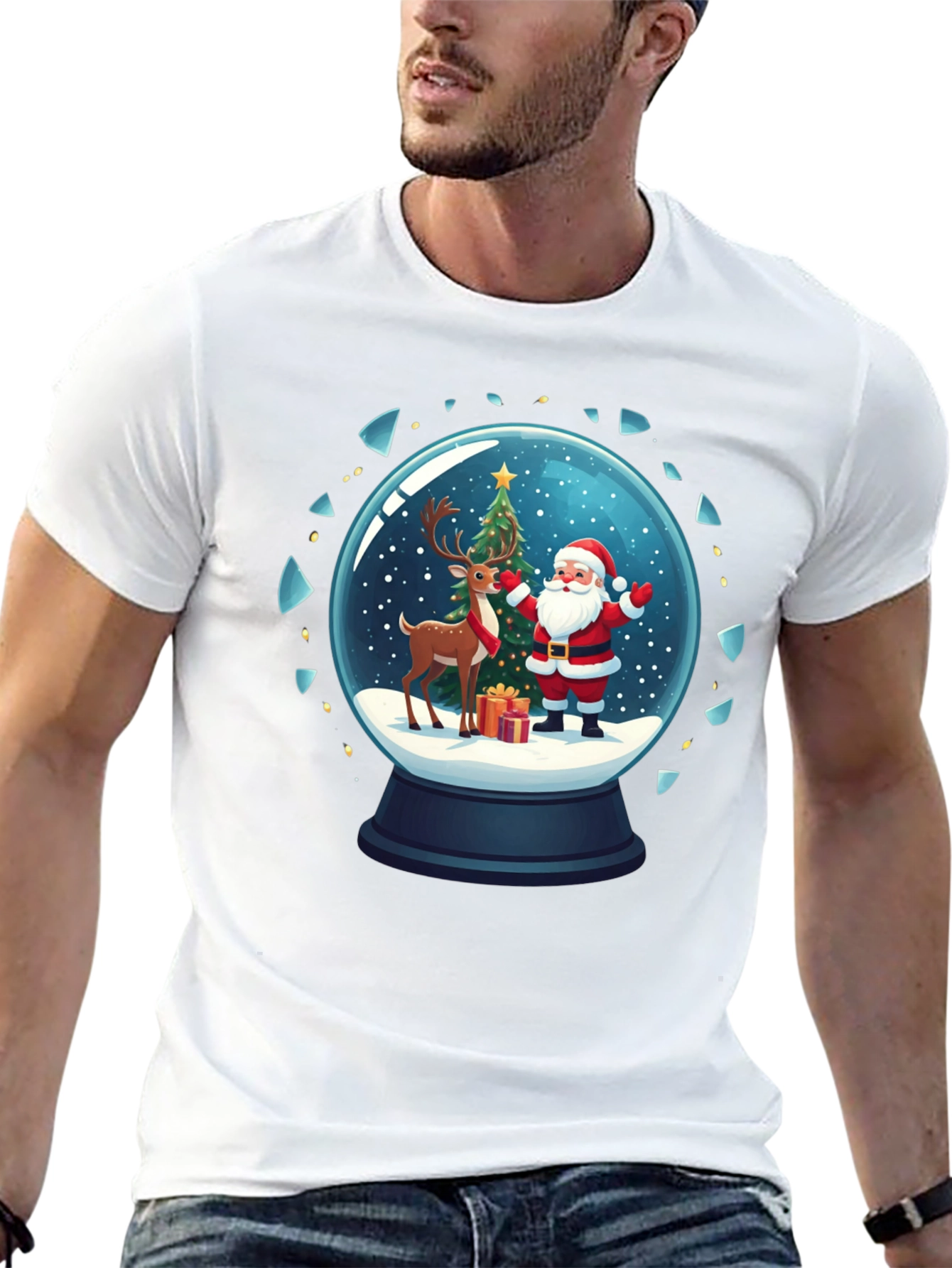 Festive Snow Globe Santa Graphic Tee