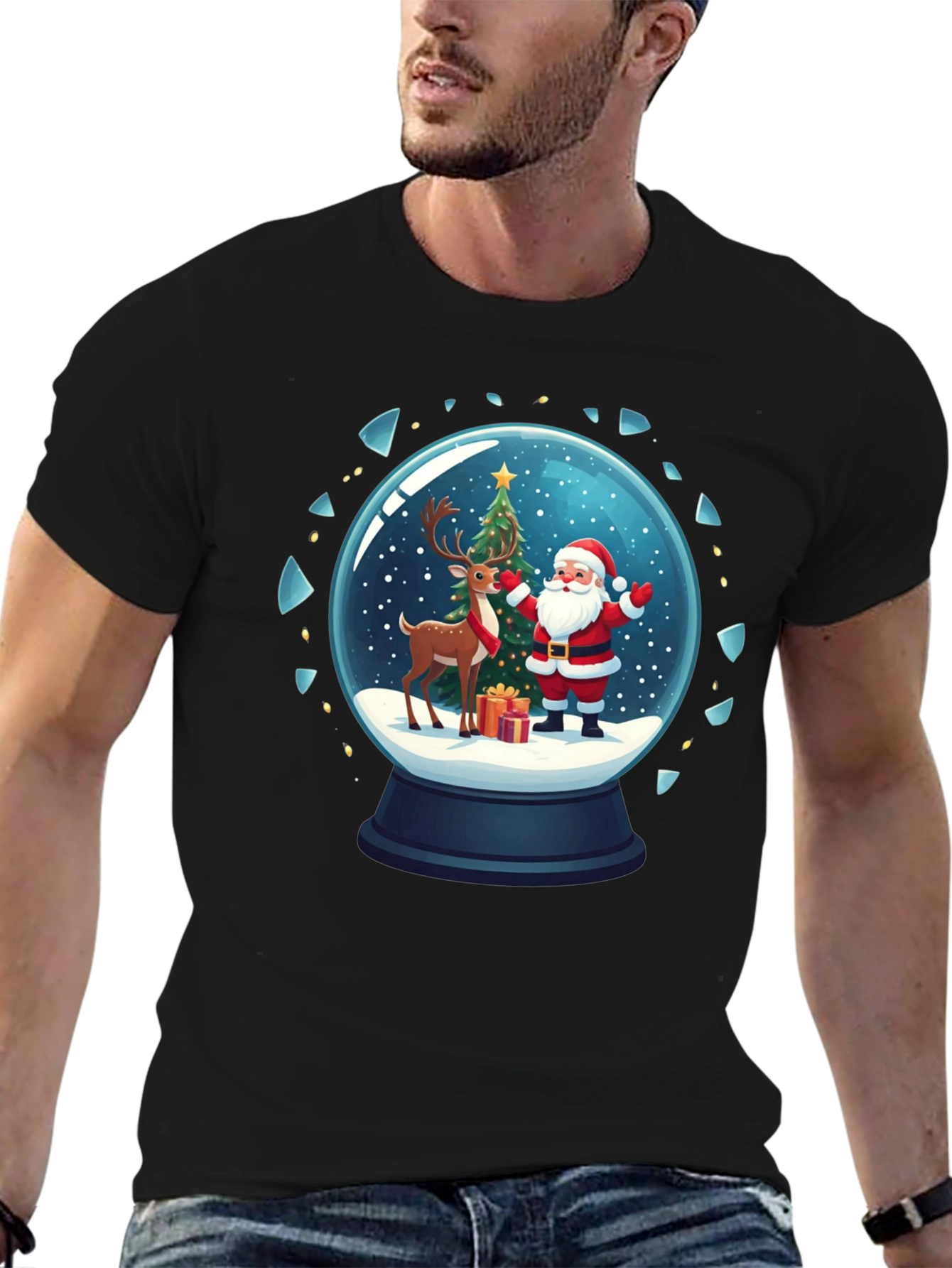 Festive Snow Globe Santa Graphic Tee