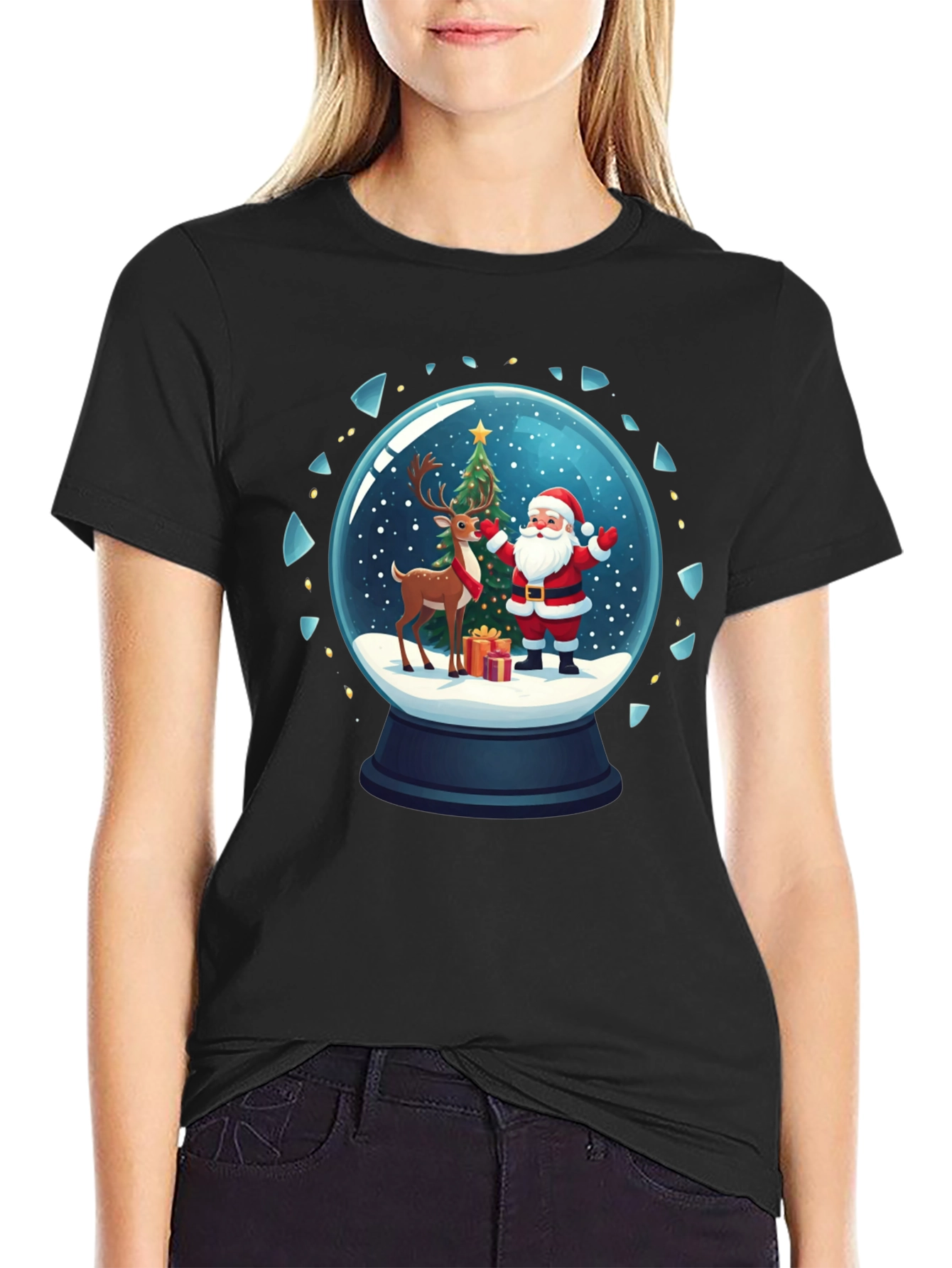 Festive Snow Globe Santa Graphic Tee