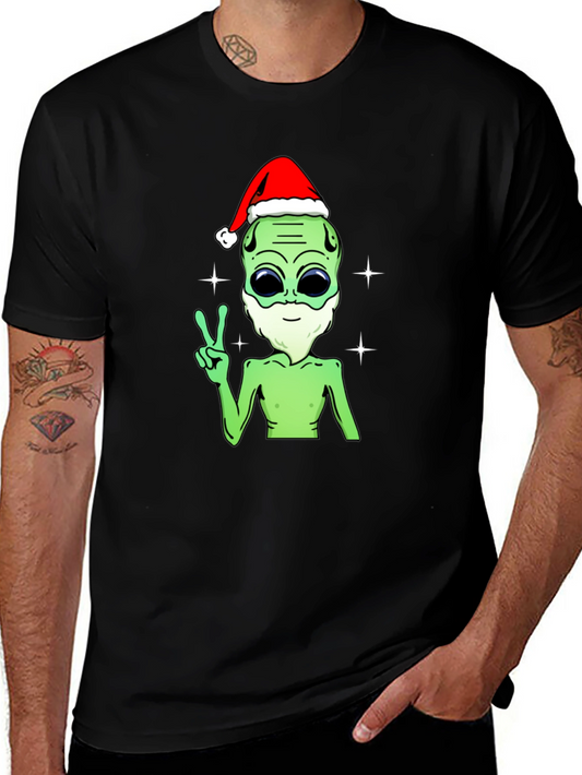 Festive Alien T-Shirt - Peace Love and Holiday Cheer!