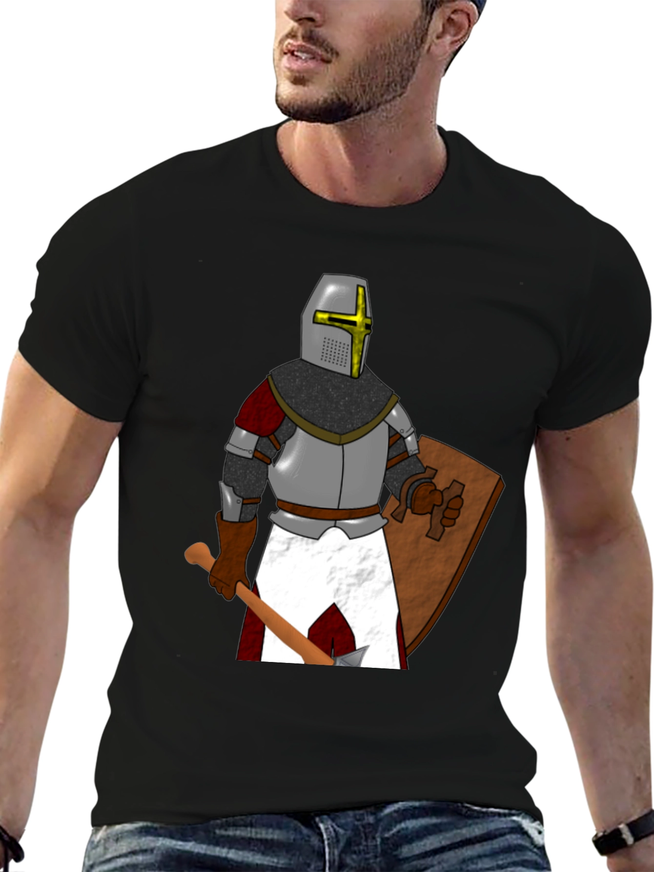 Crusader Knight Graphic T-Shirt Medieval Warrior Tee