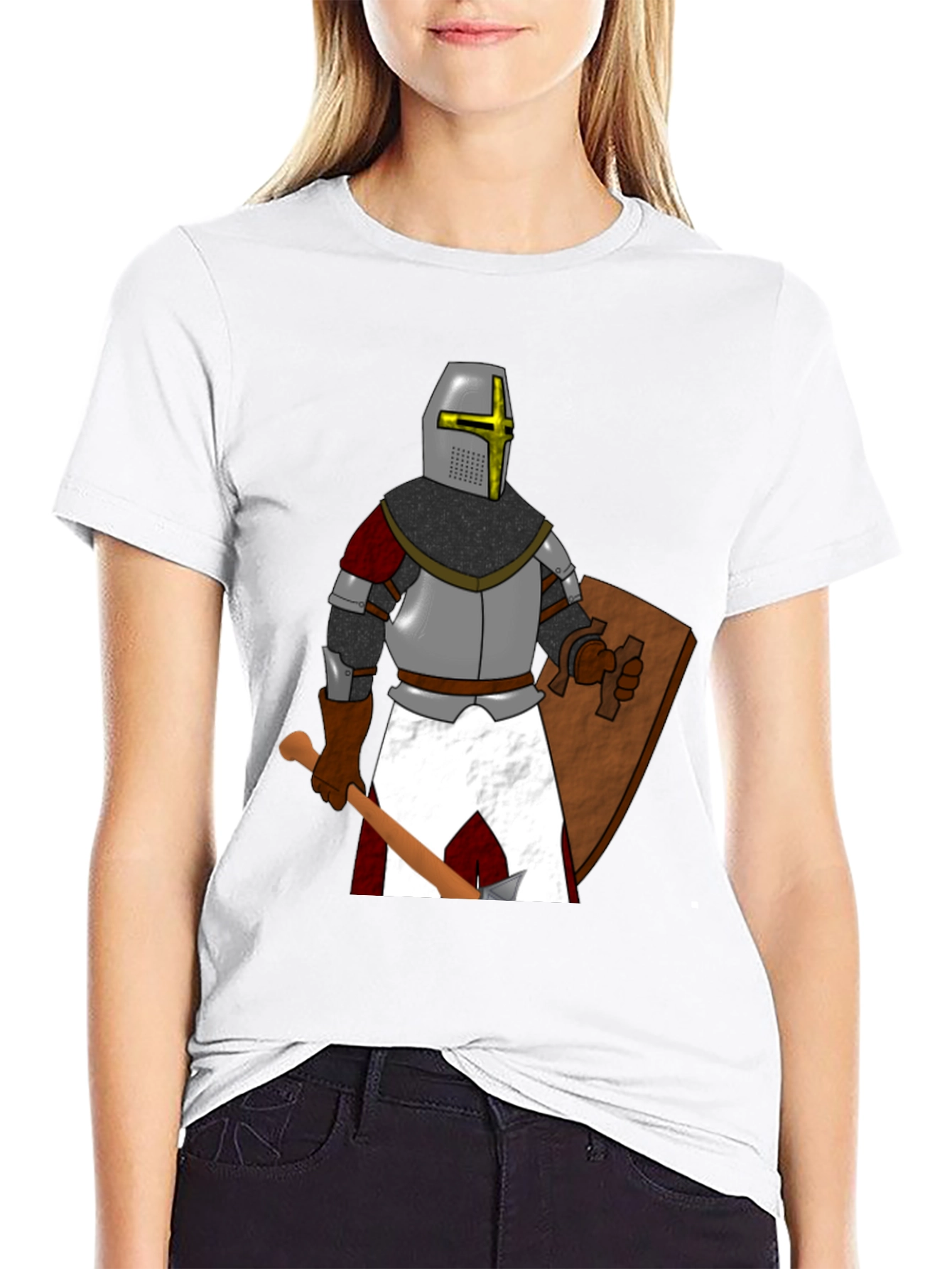 Crusader Knight Graphic T-Shirt Medieval Warrior Tee