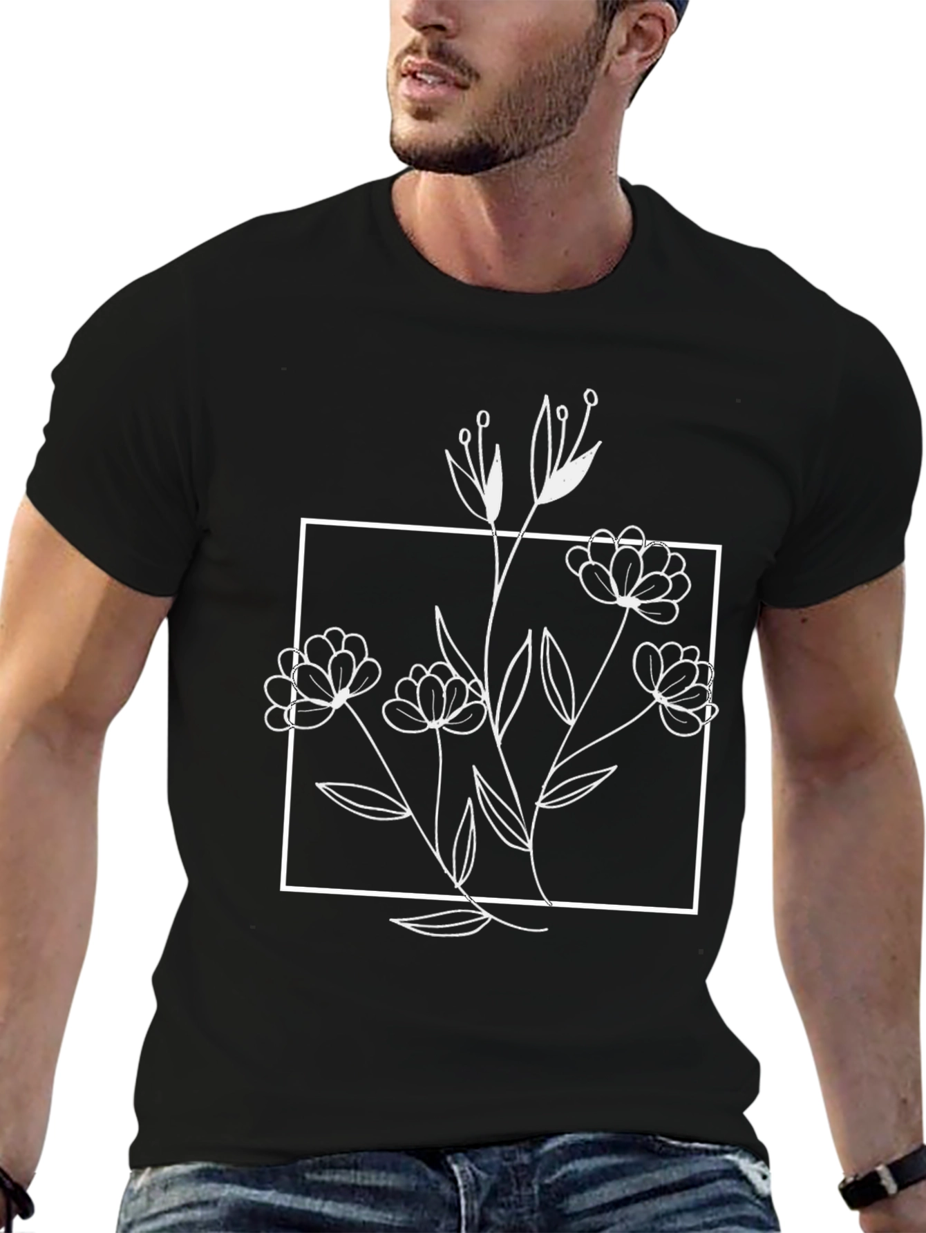 Floral Sketch Tee - Modern Botanical Shirt