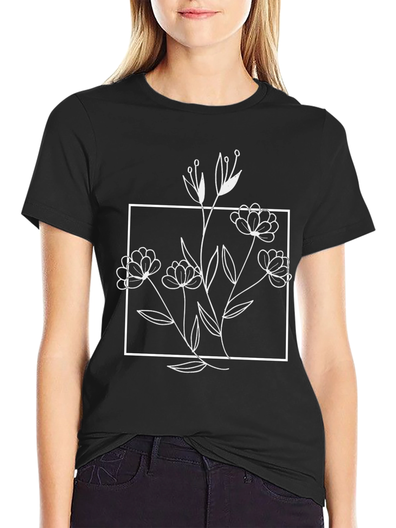 Floral Sketch Tee - Modern Botanical Shirt
