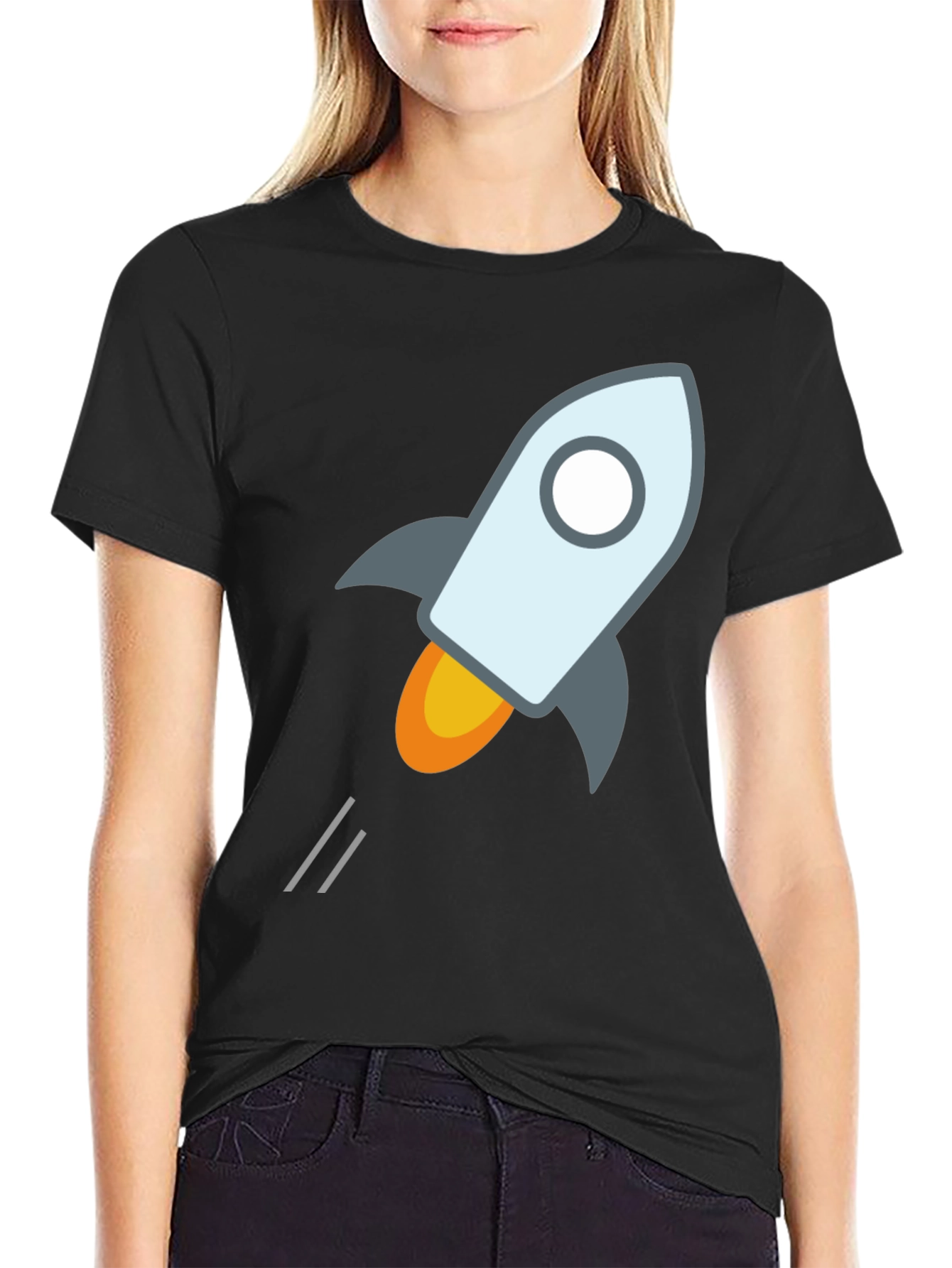 Rocket Launch Graphic Tee - Black Cotton T-Shirt