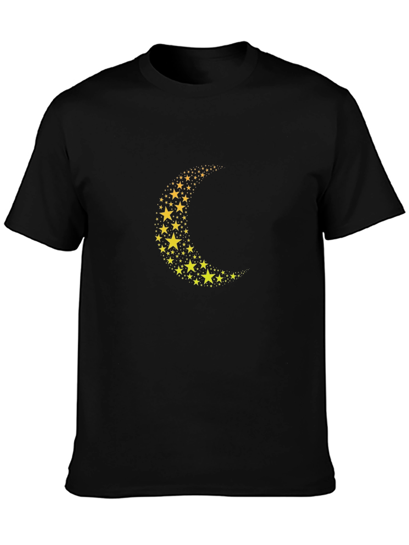 Starry Crescent Moon Black T-Shirt