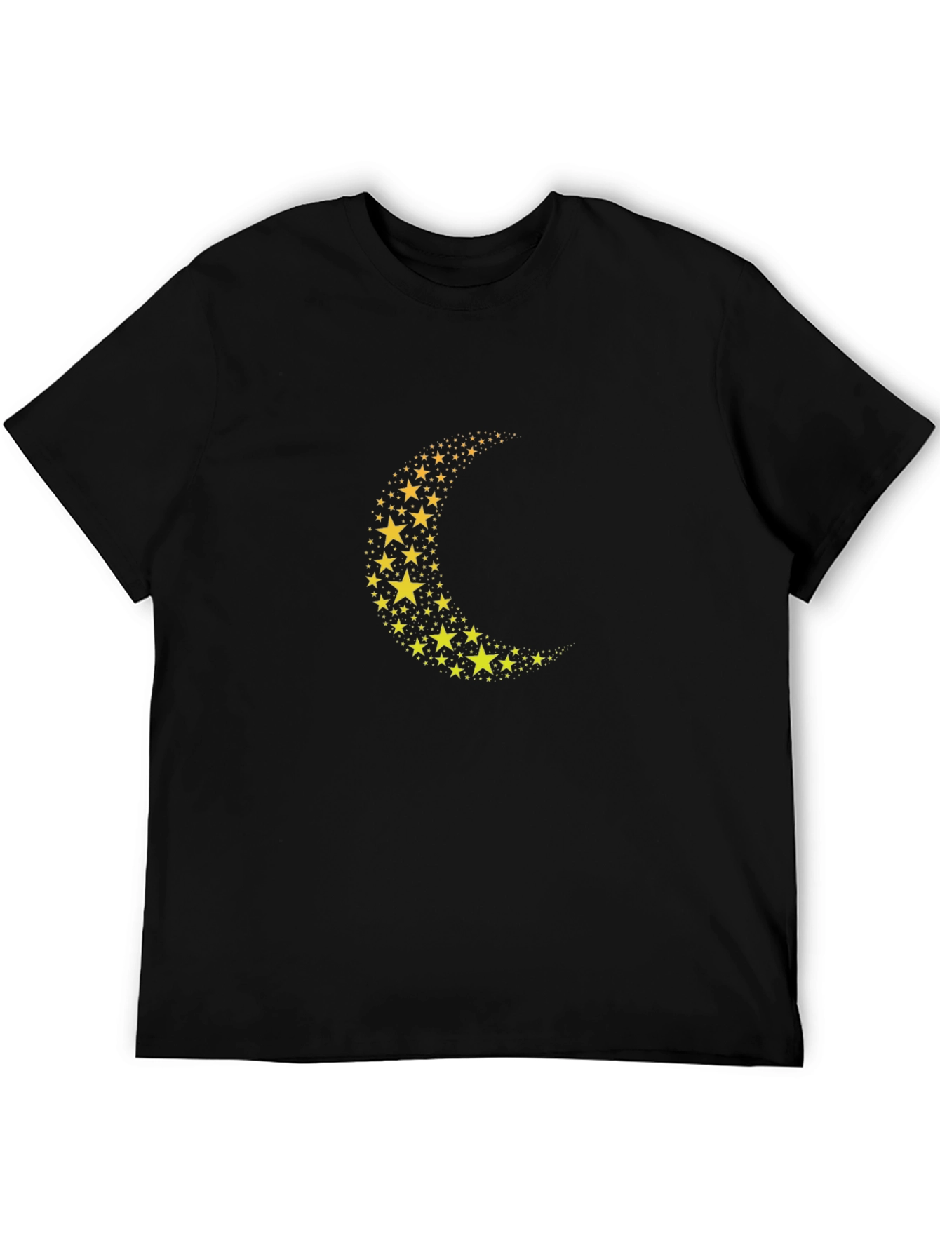 Starry Crescent Moon Black T-Shirt