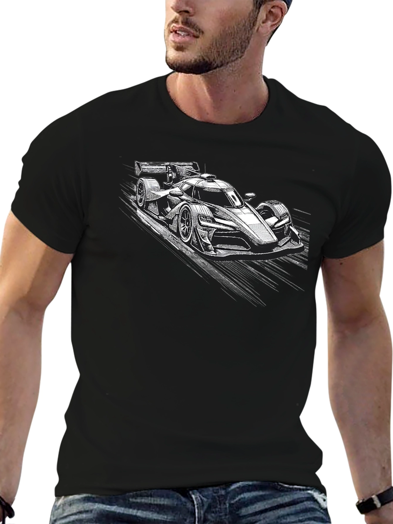 Race Car Graphic Black T-Shirt