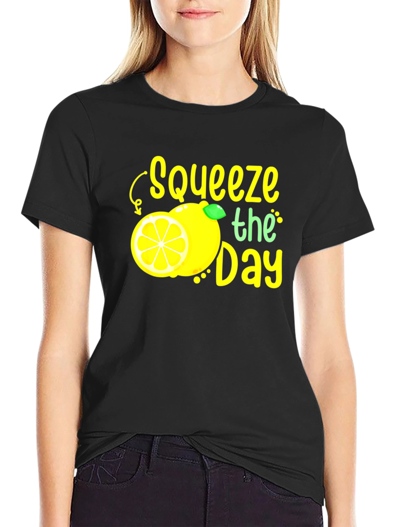 Squeeze the Day Graphic Tee - Black Cotton T-Shirt