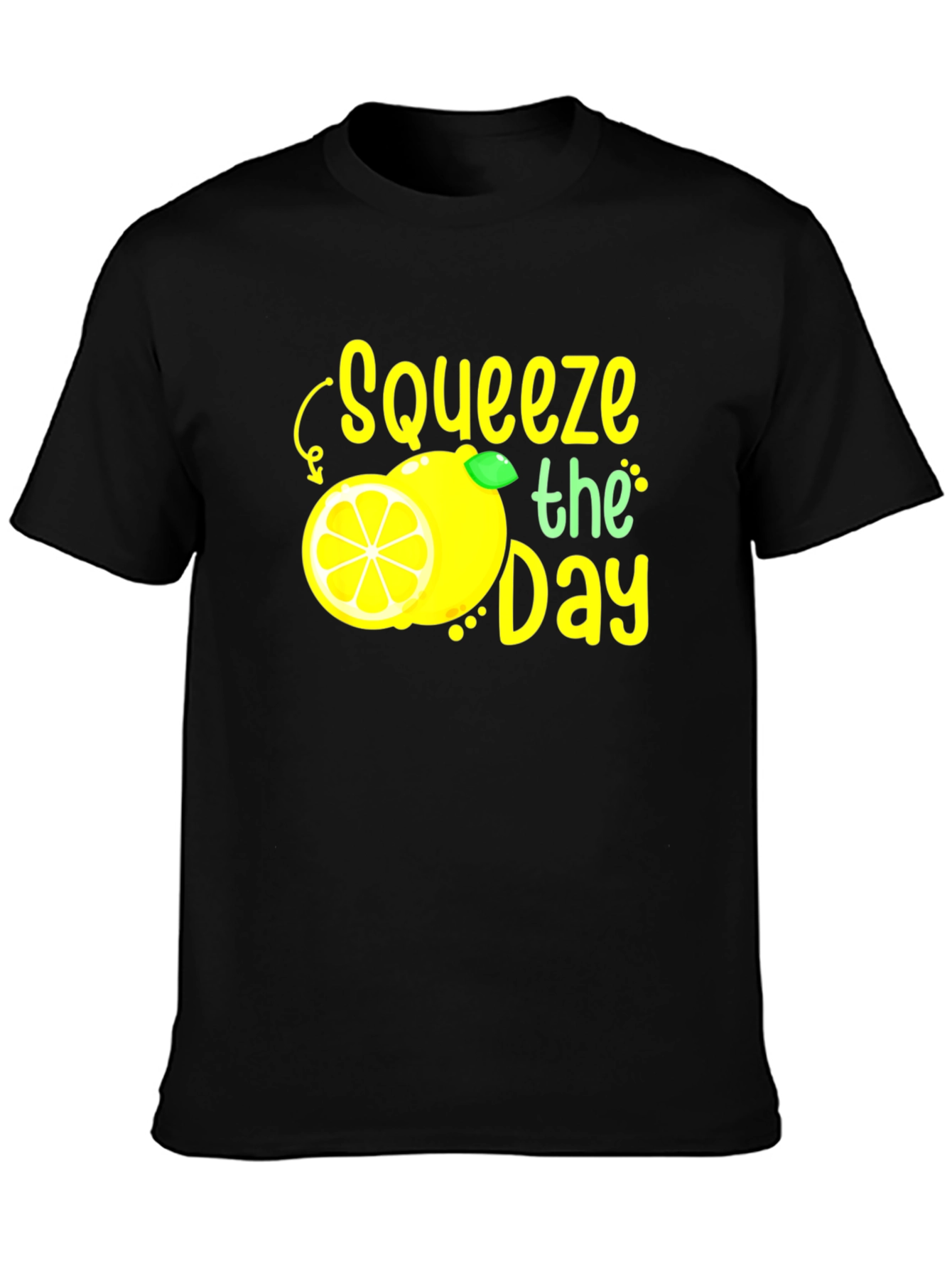 Squeeze the Day Graphic Tee - Black Cotton T-Shirt