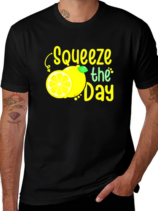Squeeze the Day Graphic Tee - Black Cotton T-Shirt