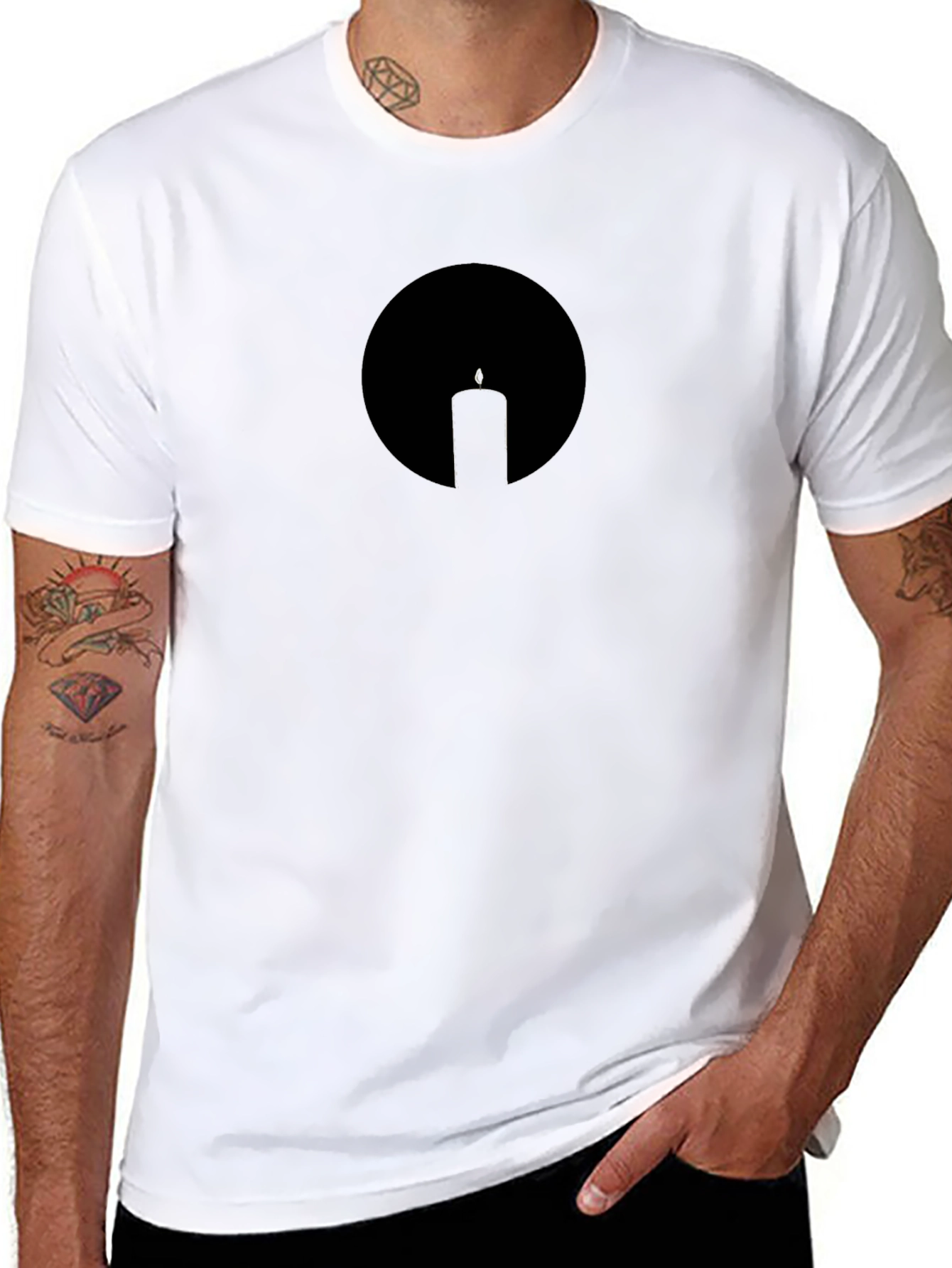 Minimalist Candle Silhouette Black T-Shirt