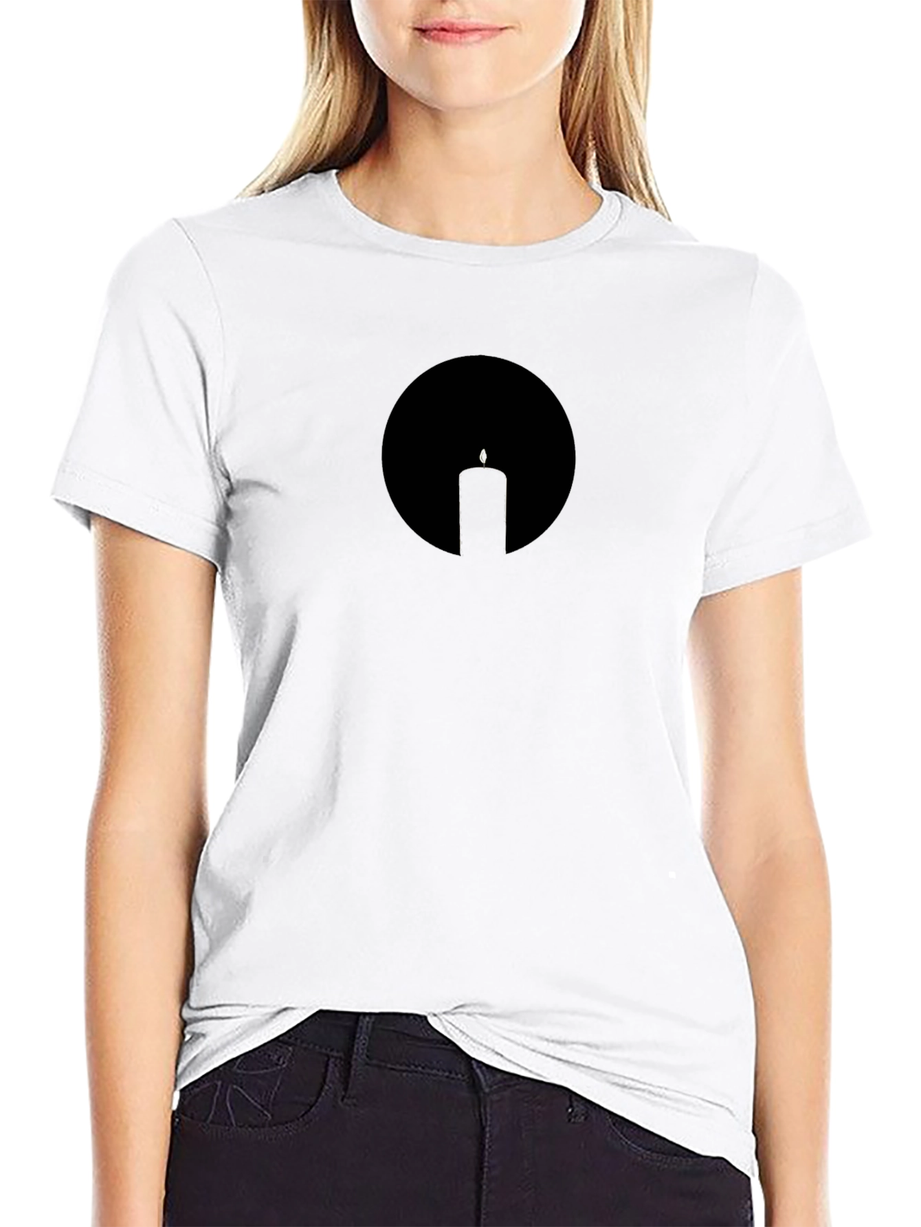 Minimalist Candle Silhouette Black T-Shirt