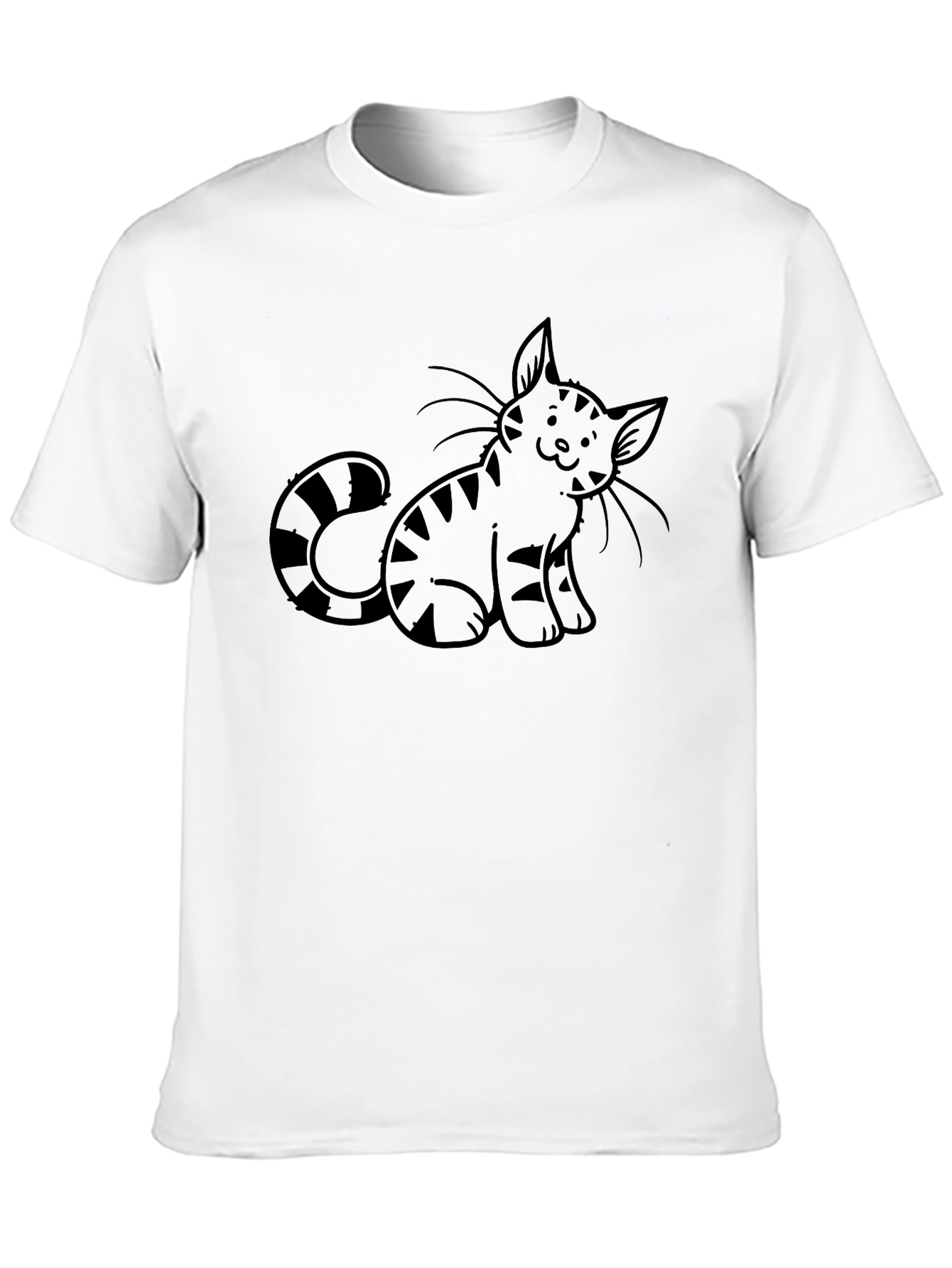 Cute Cartoon Cat Graphic Print Black T-Shirt