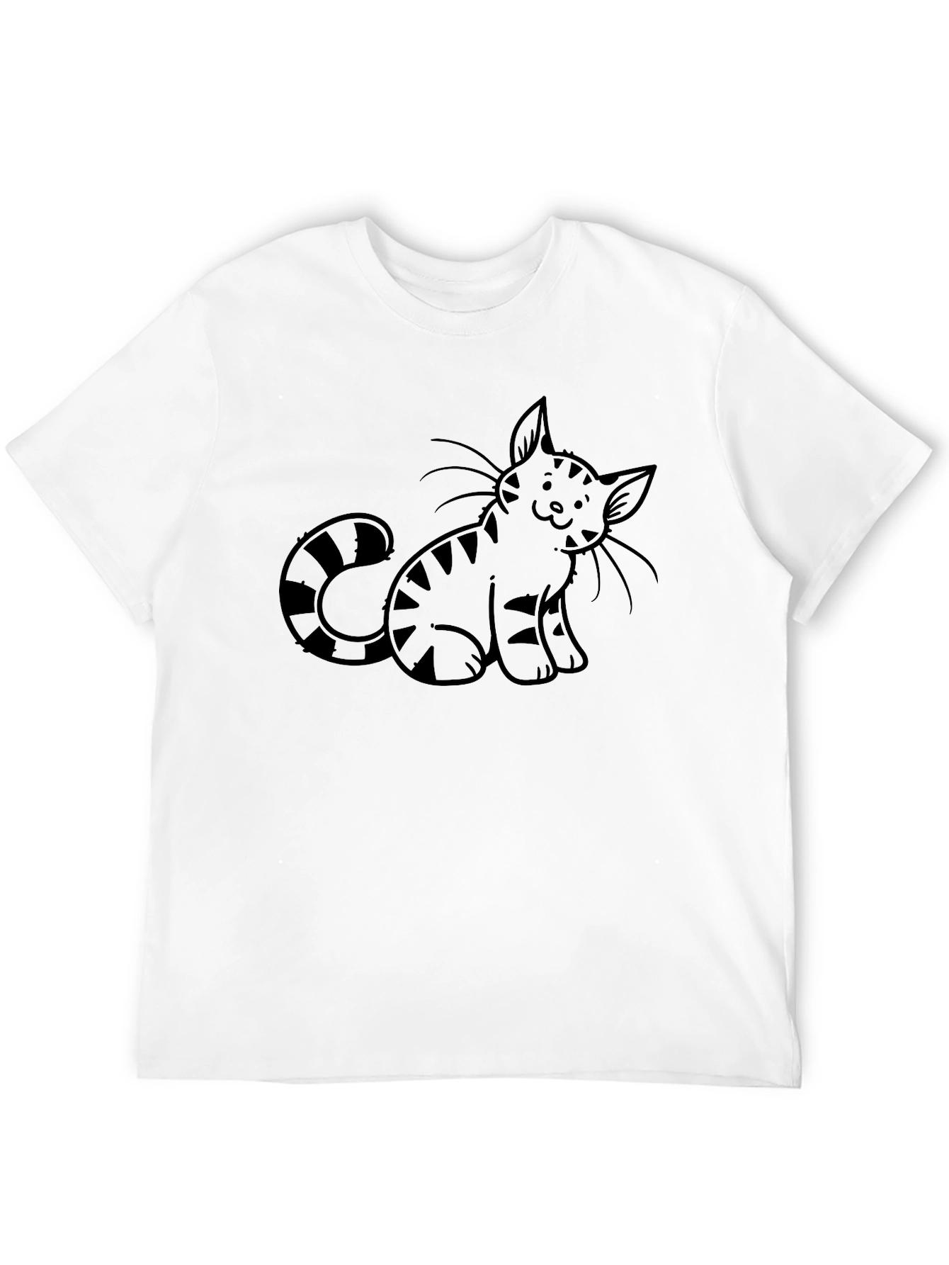 Cute Cartoon Cat Graphic Print Black T-Shirt