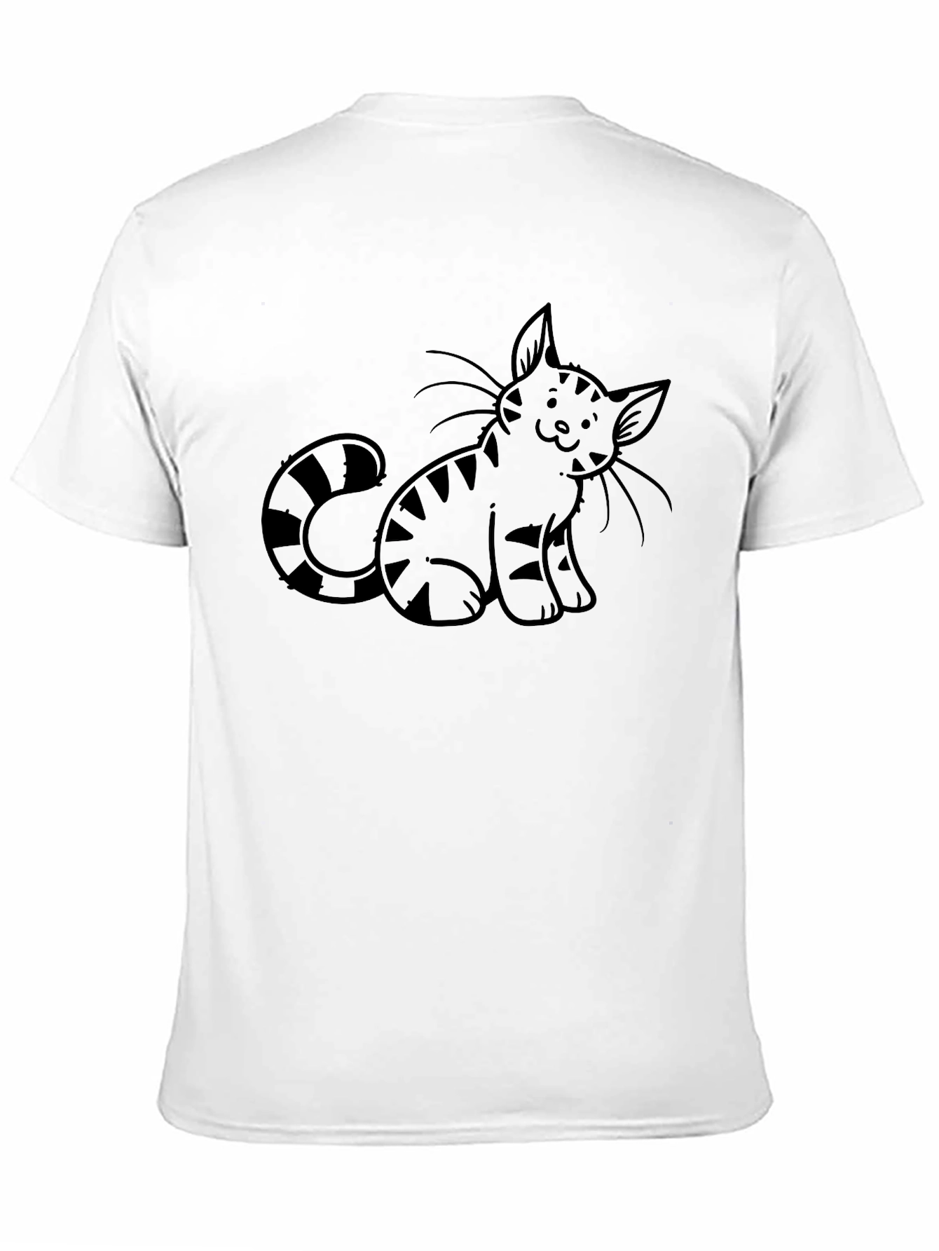 Cute Cartoon Cat Graphic Print Black T-Shirt