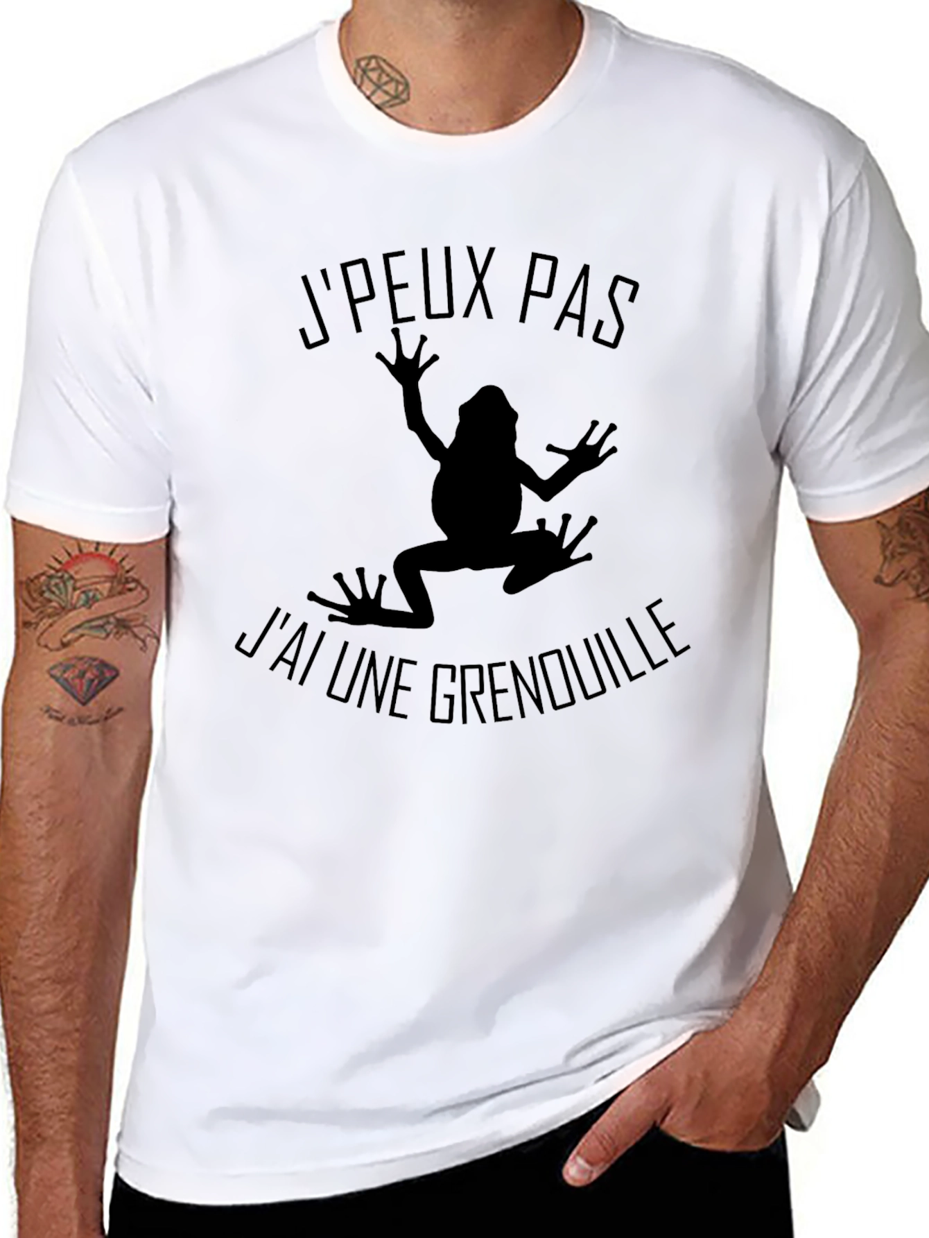 Mens Black T-Shirt - Frog Graphic French Text