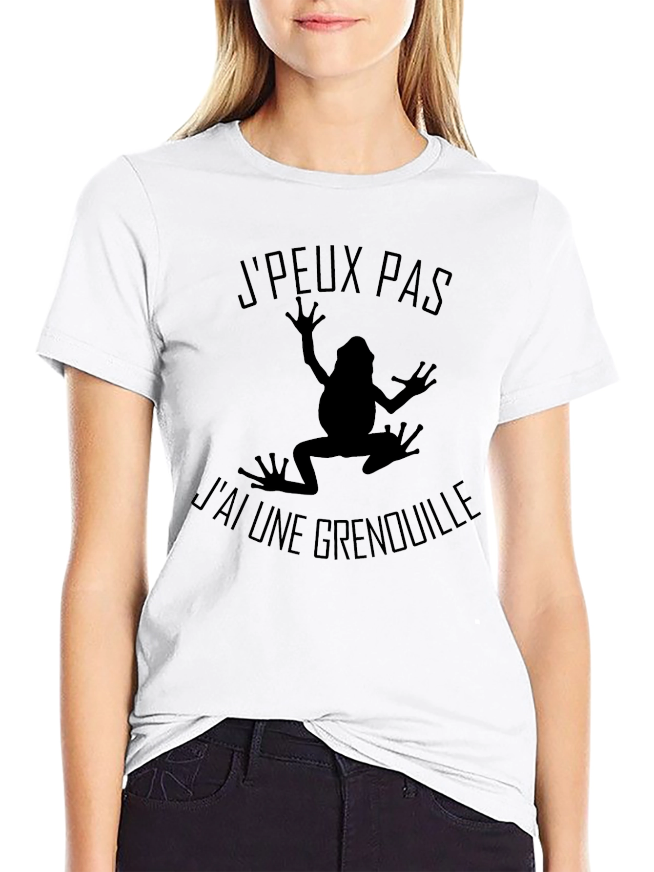 Mens Black T-Shirt - Frog Graphic French Text
