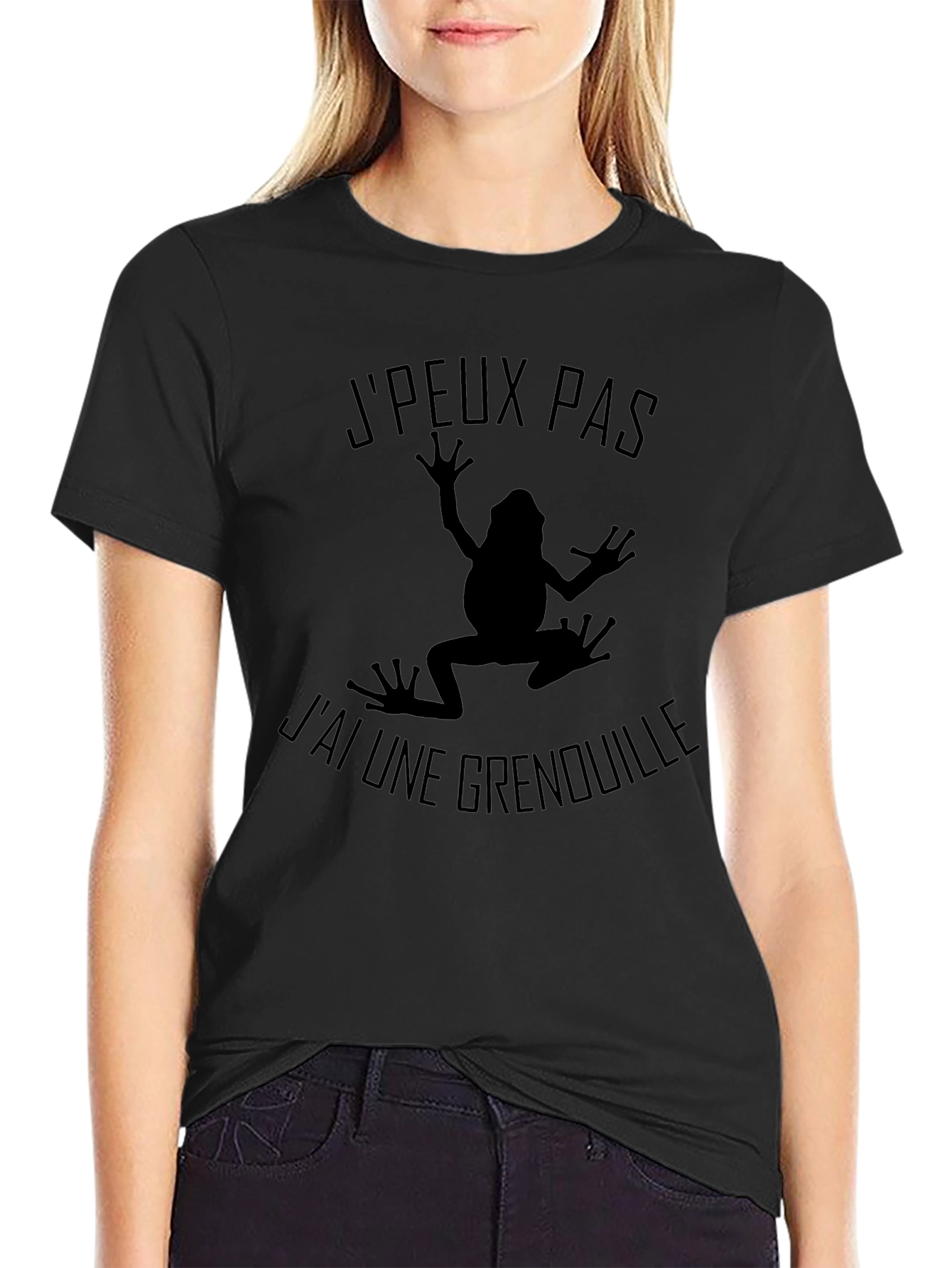 Mens Black T-Shirt - Frog Graphic French Text