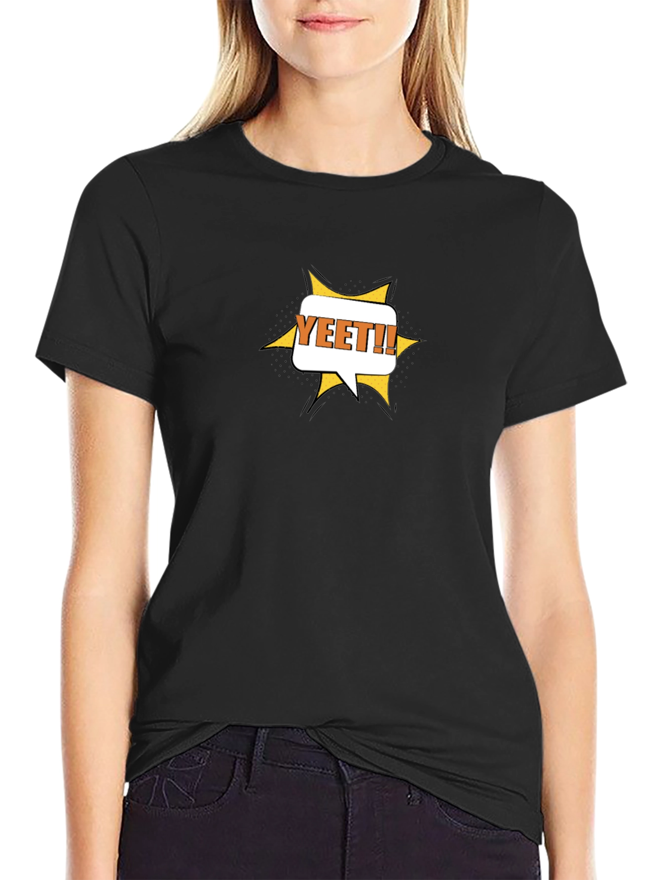 YEET! Graphic Tee - Black Cotton Casual T-Shirt