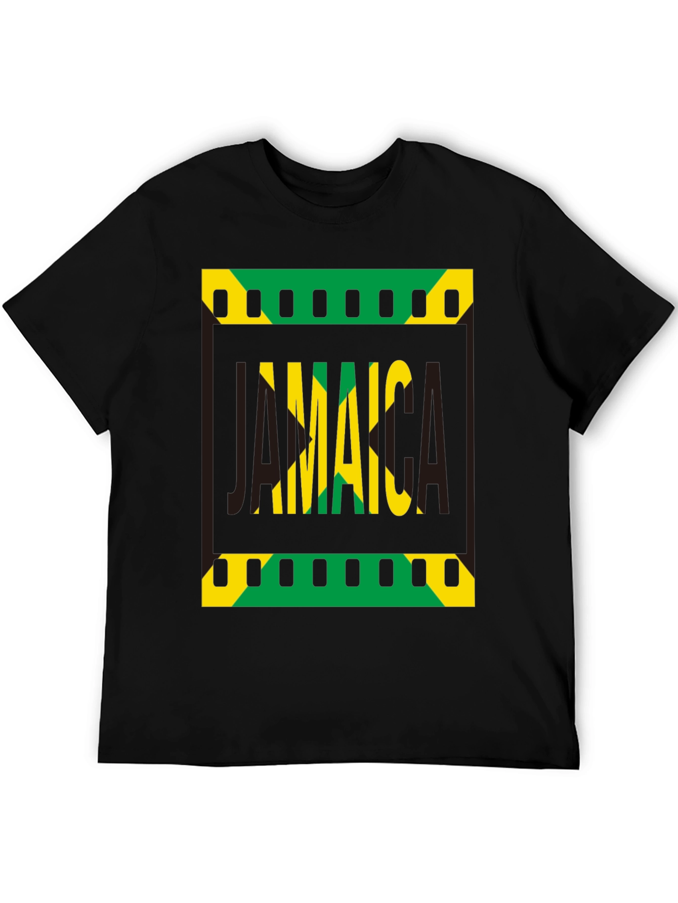 Jamaica Flag Graphic Print Black T-Shirt