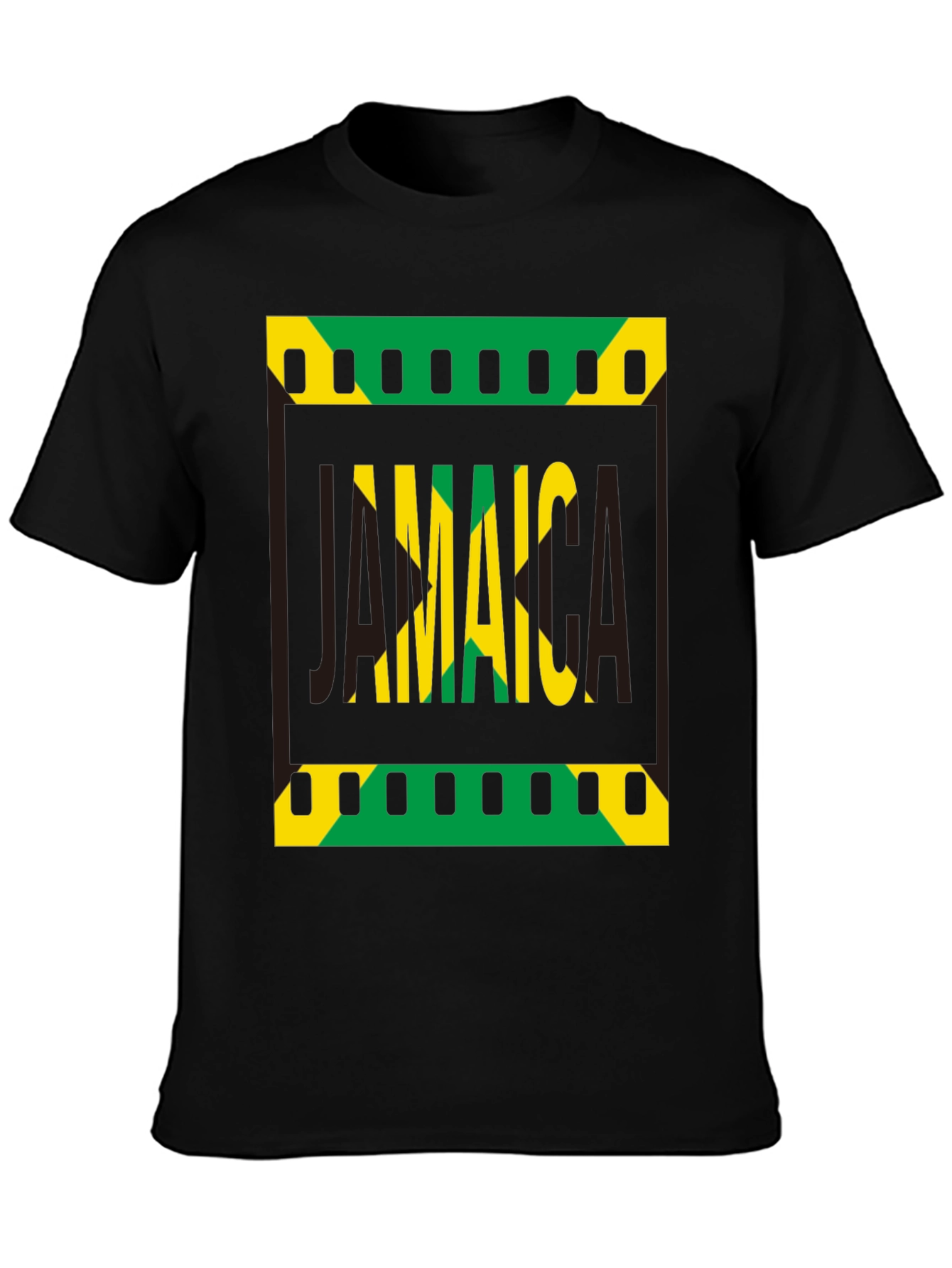 Jamaica Flag Graphic Print Black T-Shirt