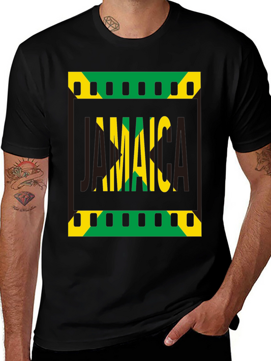 Jamaica Flag Graphic Print Black T-Shirt