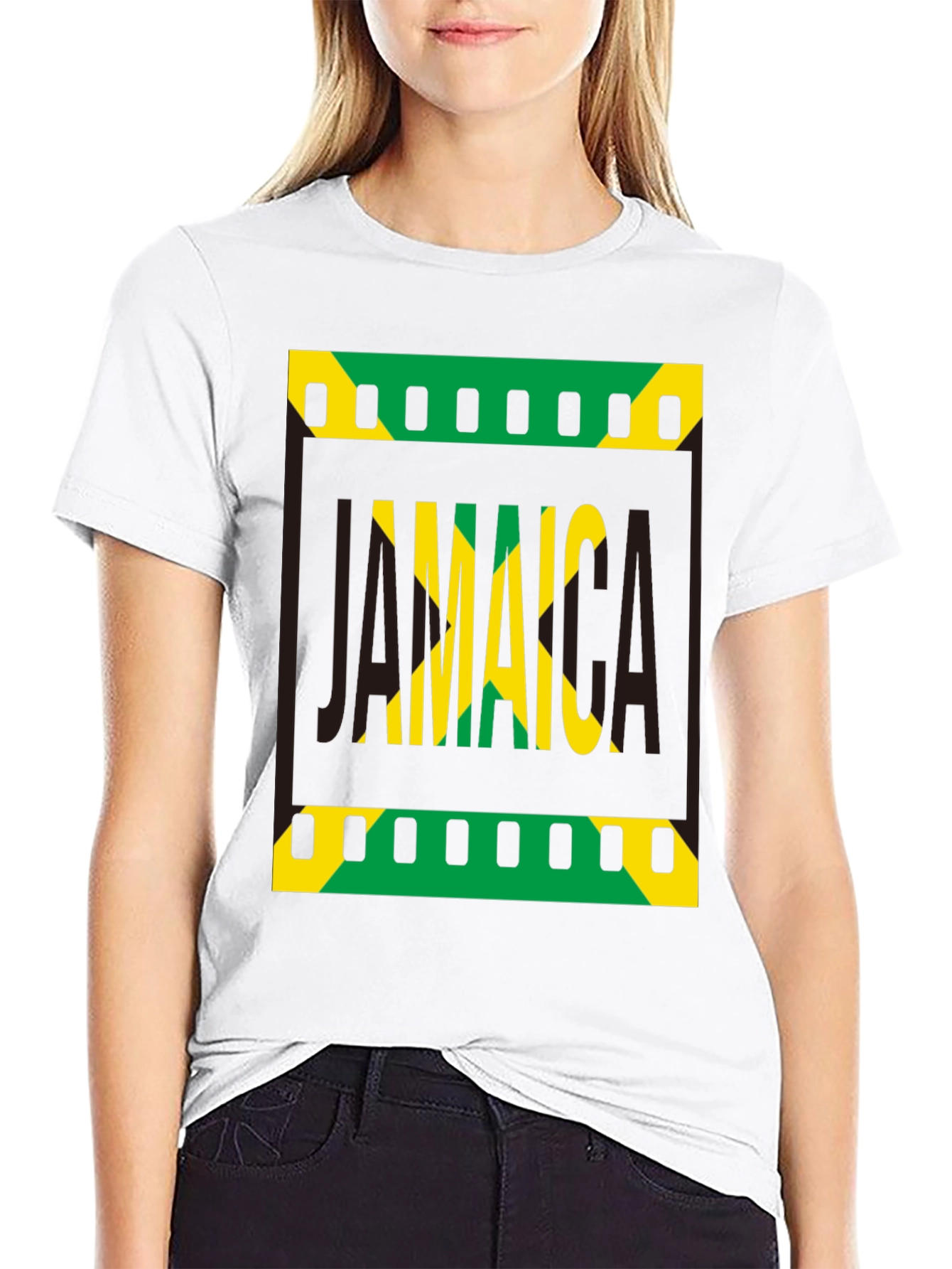 Jamaica Flag Graphic Print Black T-Shirt