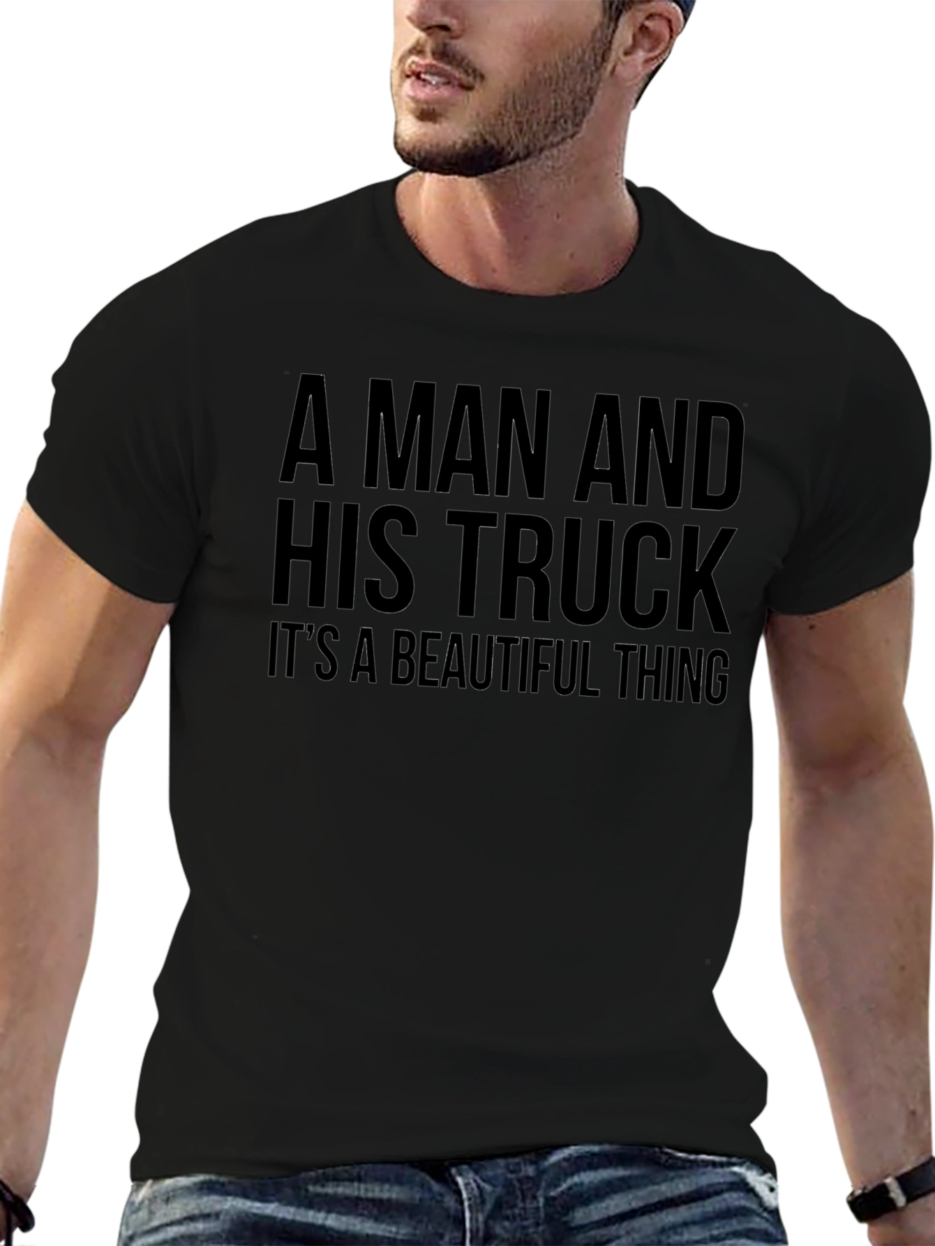 A Man and His Truck Black Graphic Tee