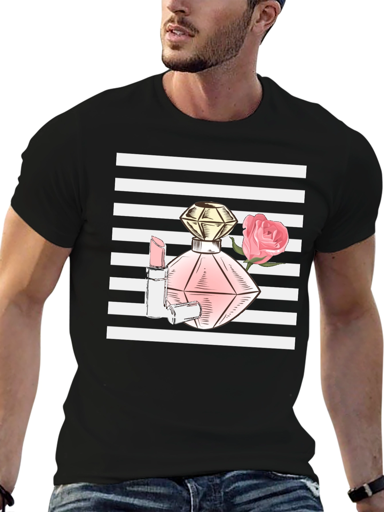 Stylish Black T-Shirt with Fashion Print