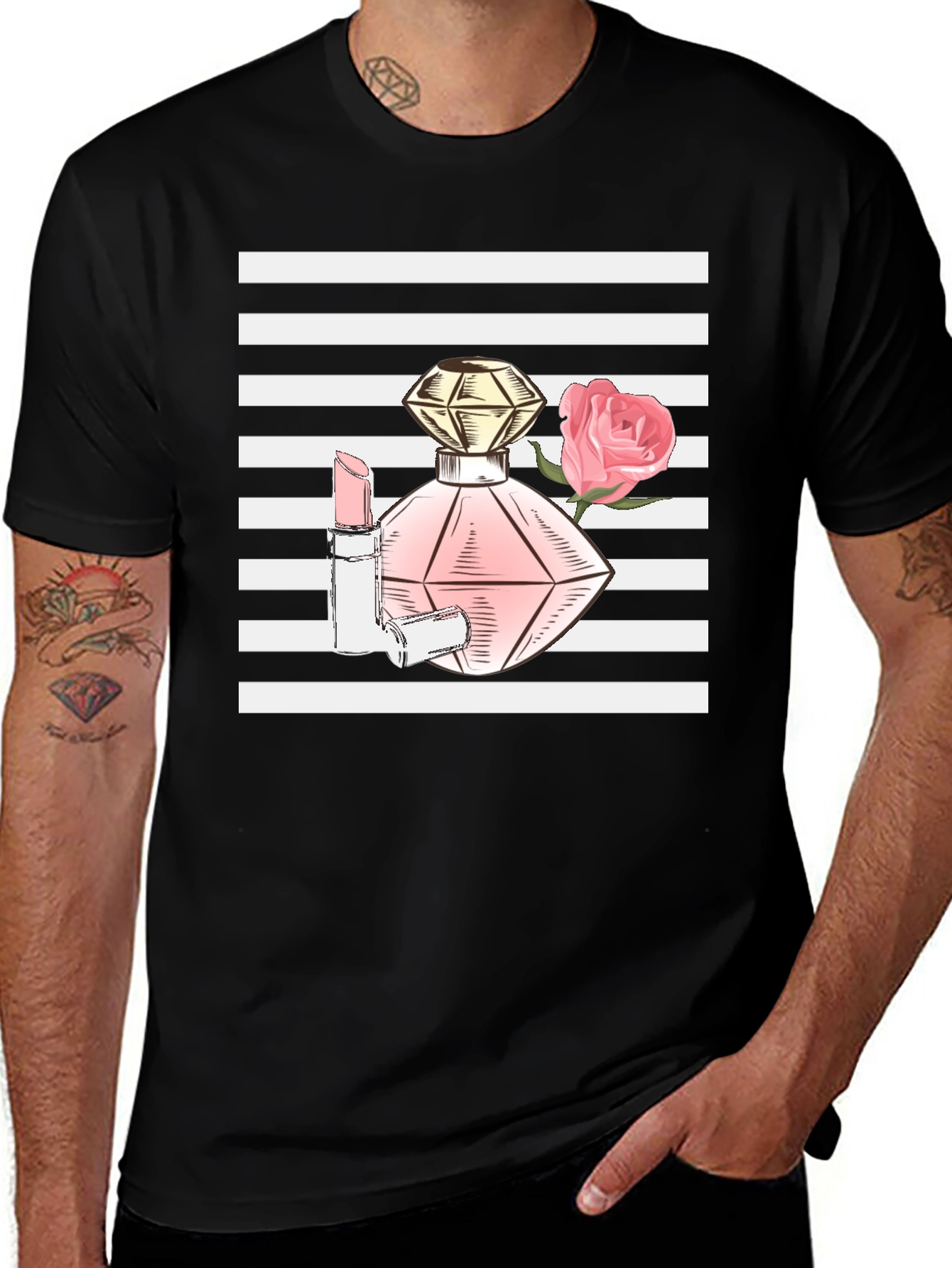 Stylish Black T-Shirt with Fashion Print